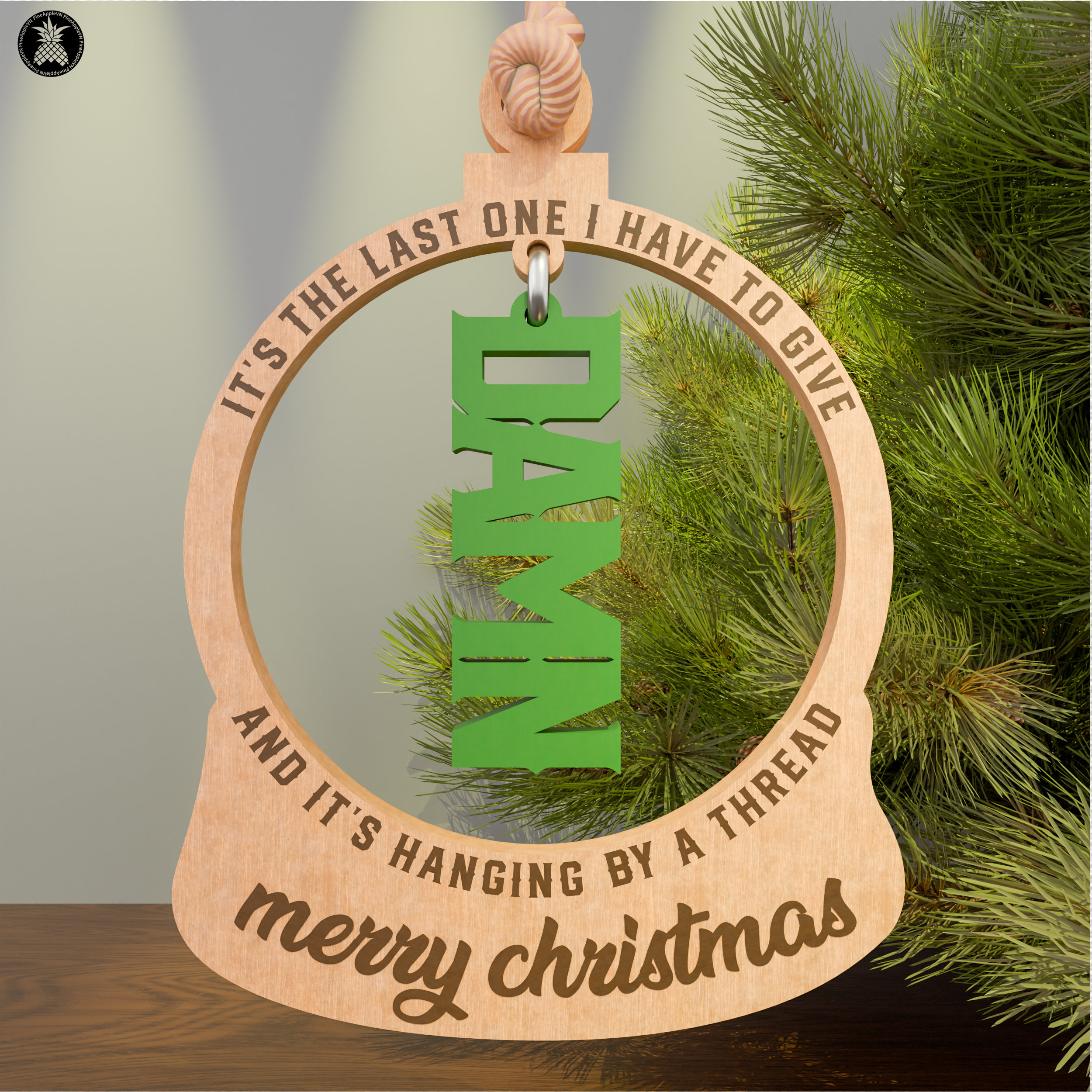 Funny Wooden Christmas Ornament 