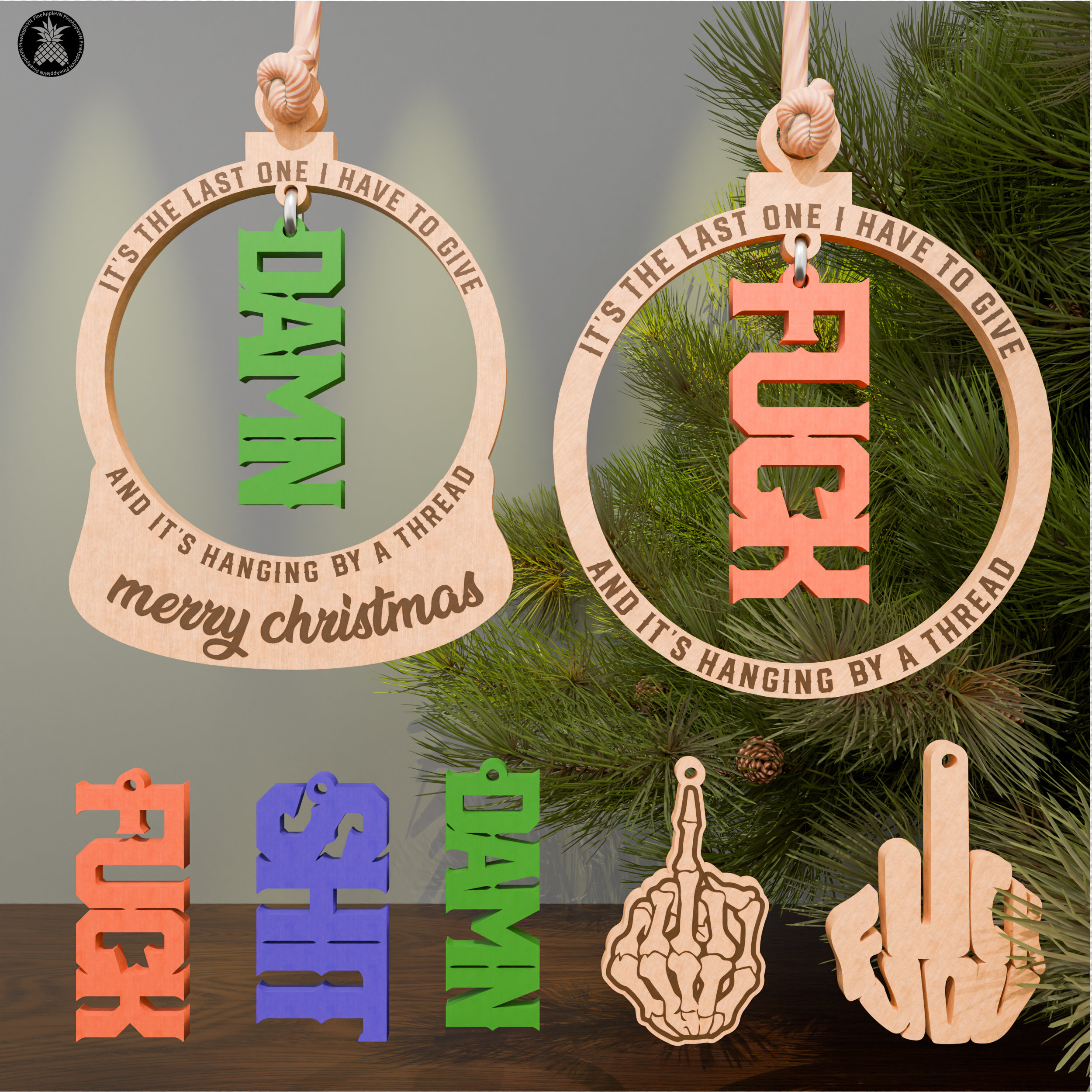 Funny Wooden Christmas Ornament 