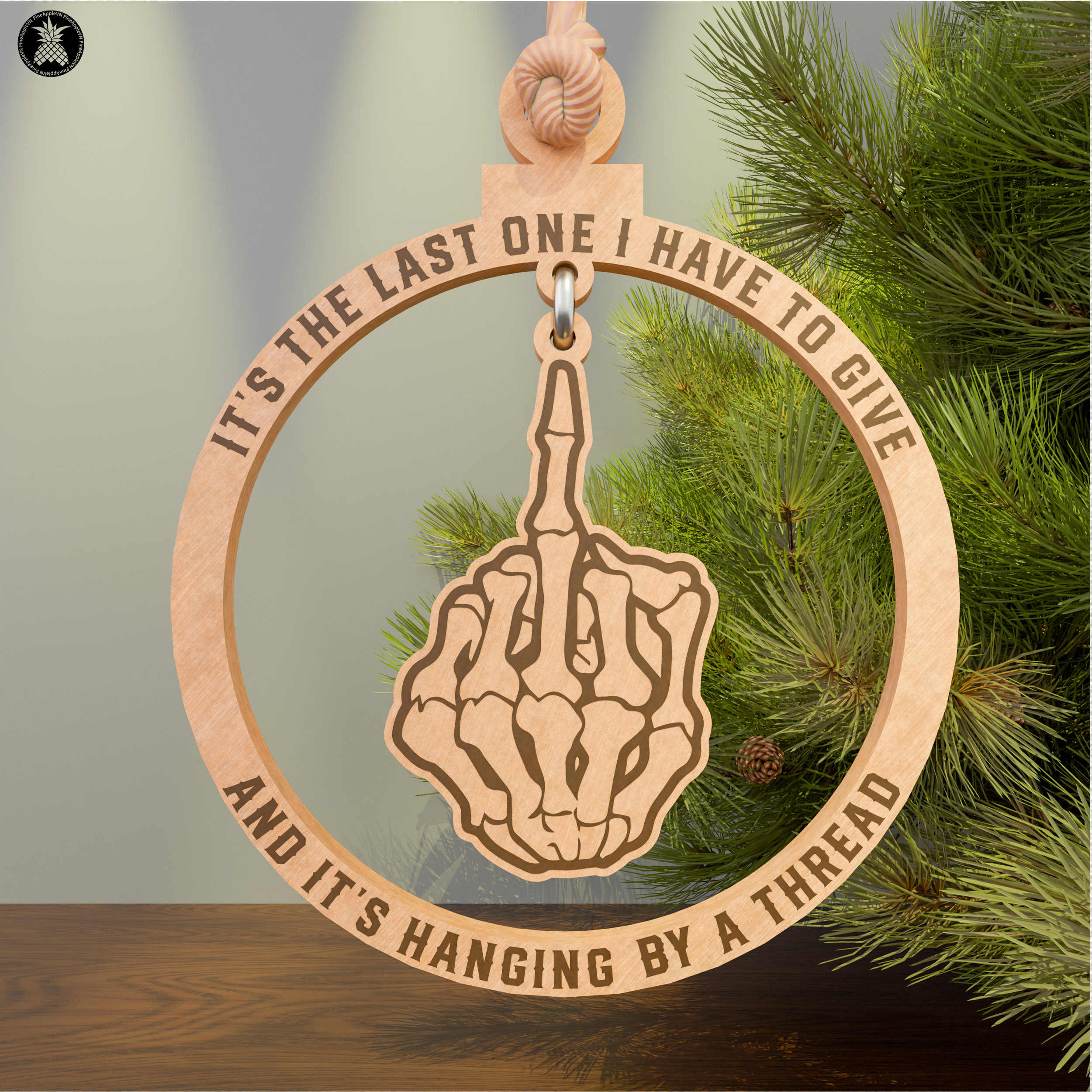 Funny Wooden Christmas Ornament 