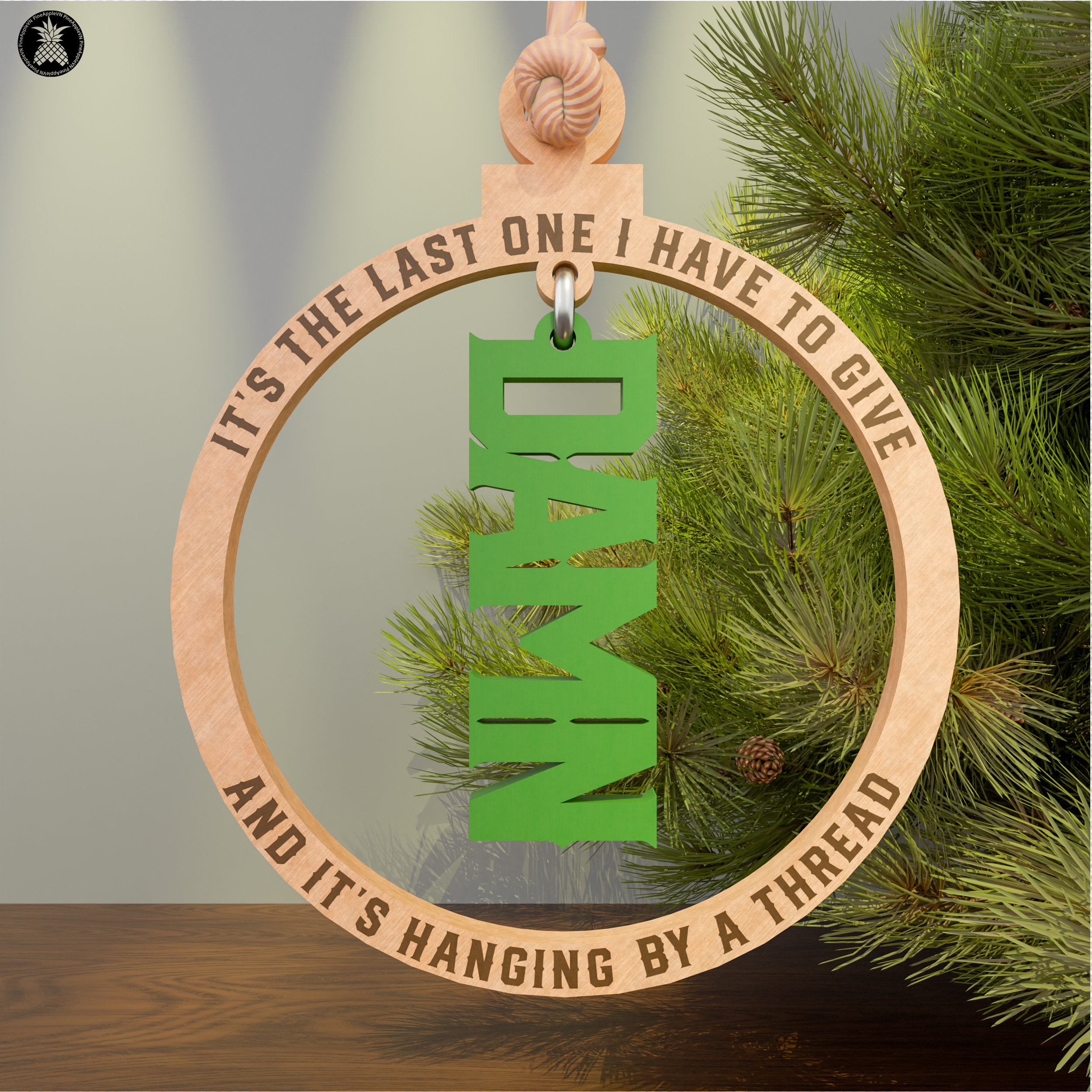 Funny Wooden Christmas Ornament 