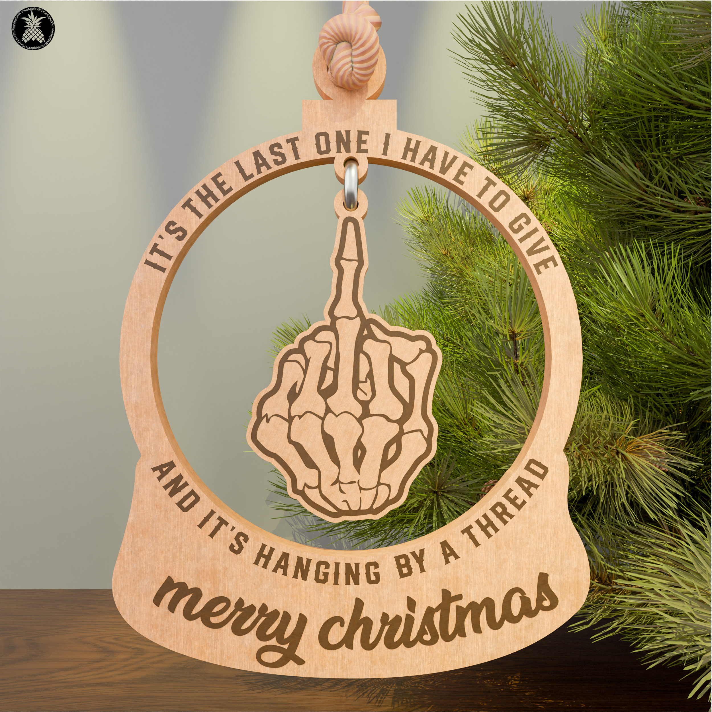 Funny Wooden Christmas Ornament 