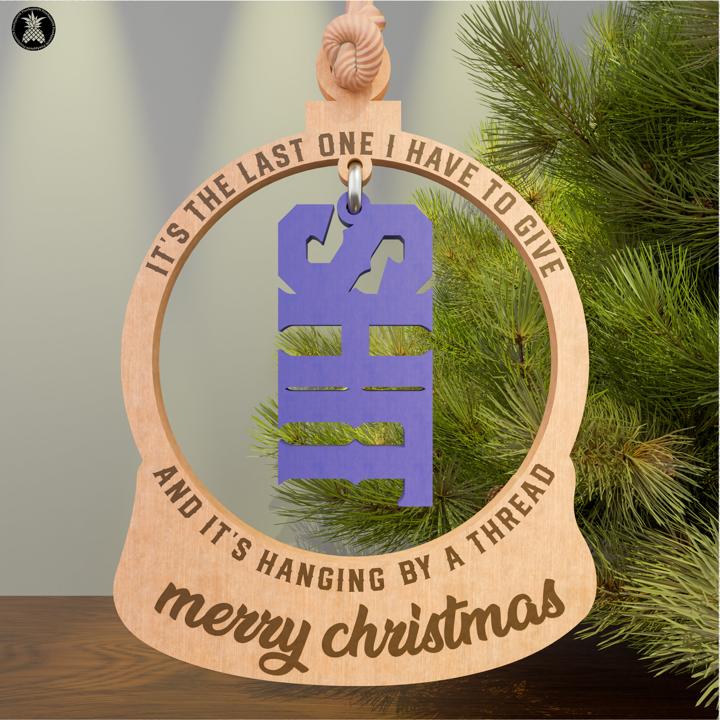 Funny Wooden Christmas Ornament 