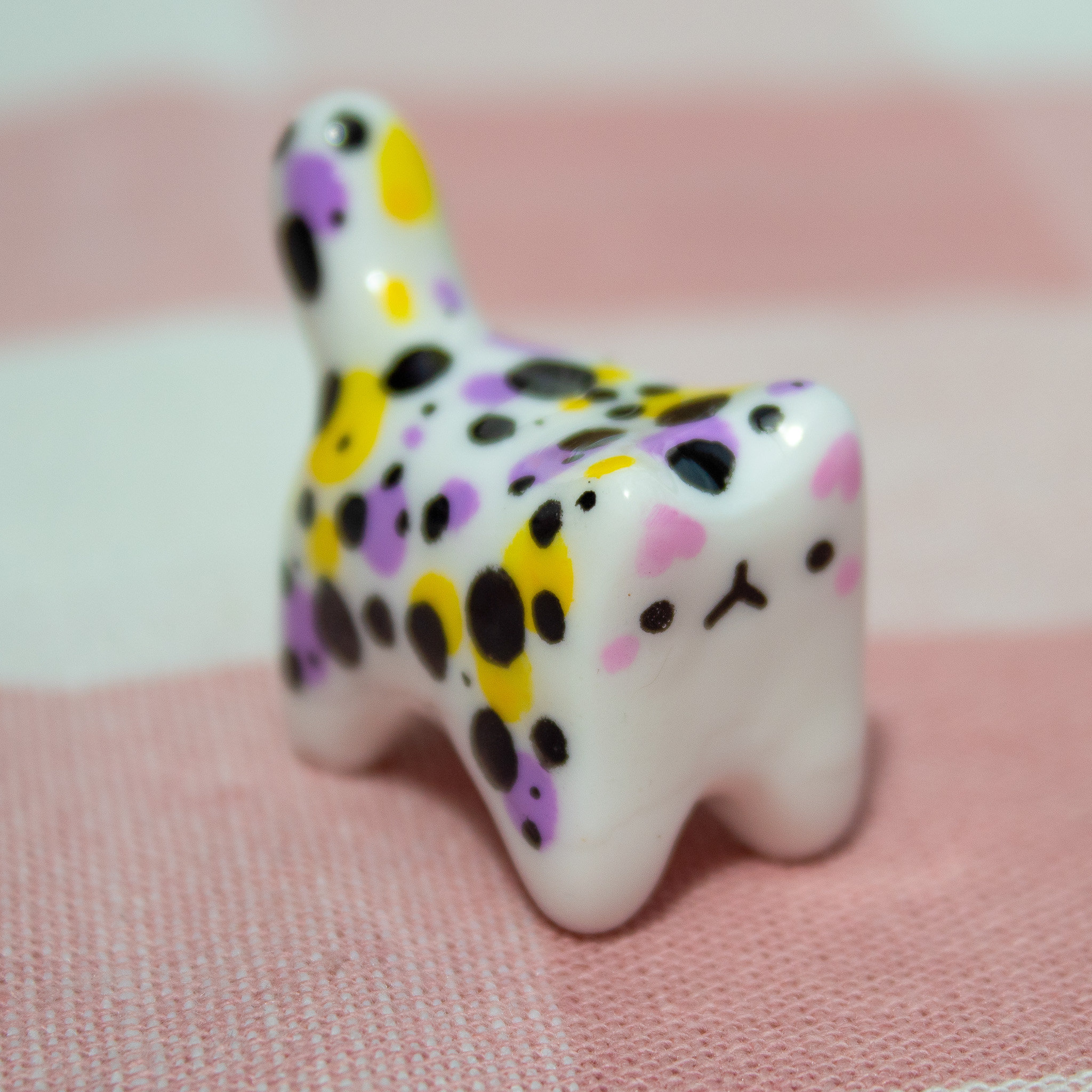 Handmade Painted Cute Quirky Clay Kitty Cat Figurine