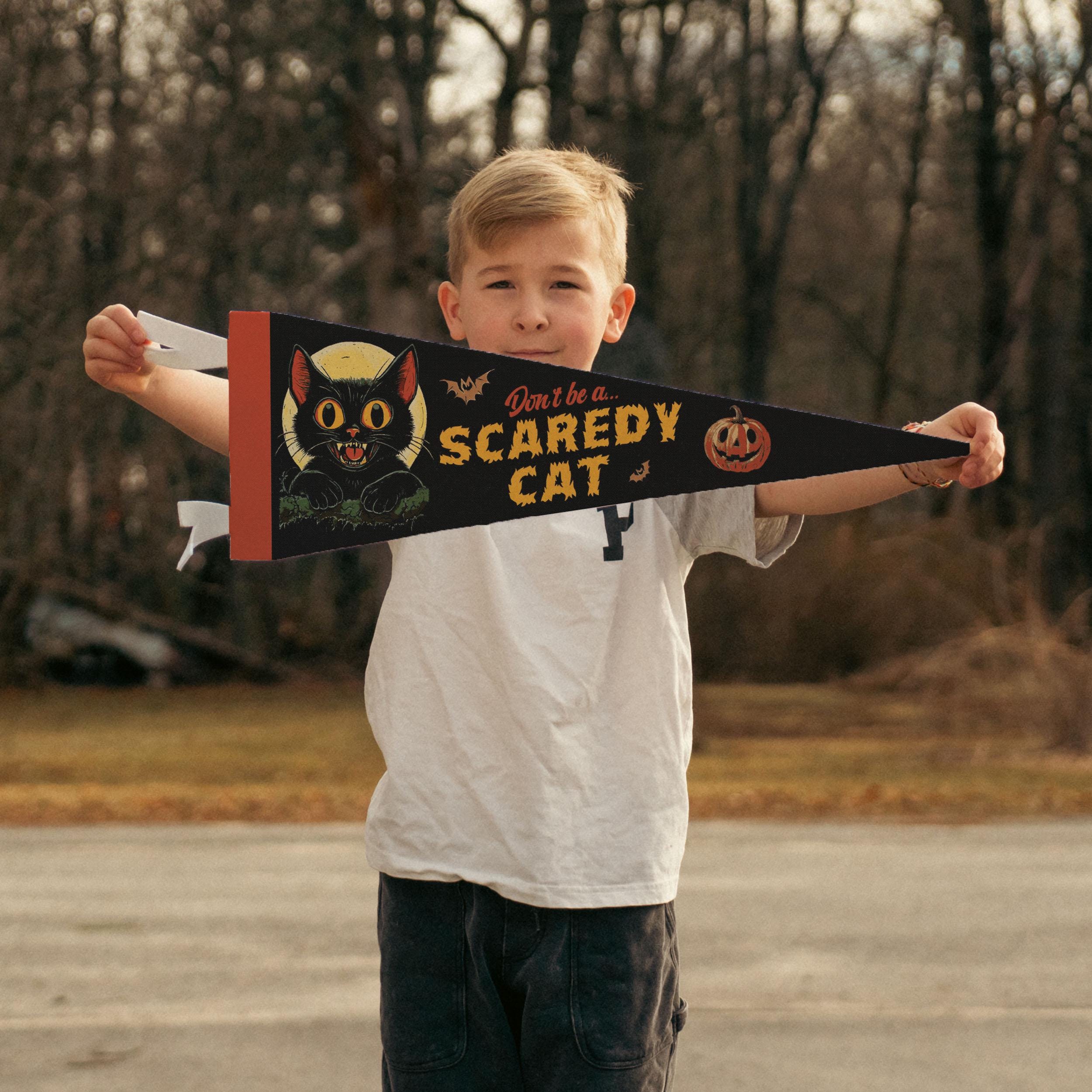 Don't Be a Scaredy Cat Felt Pennant - Retro Halloween Decor