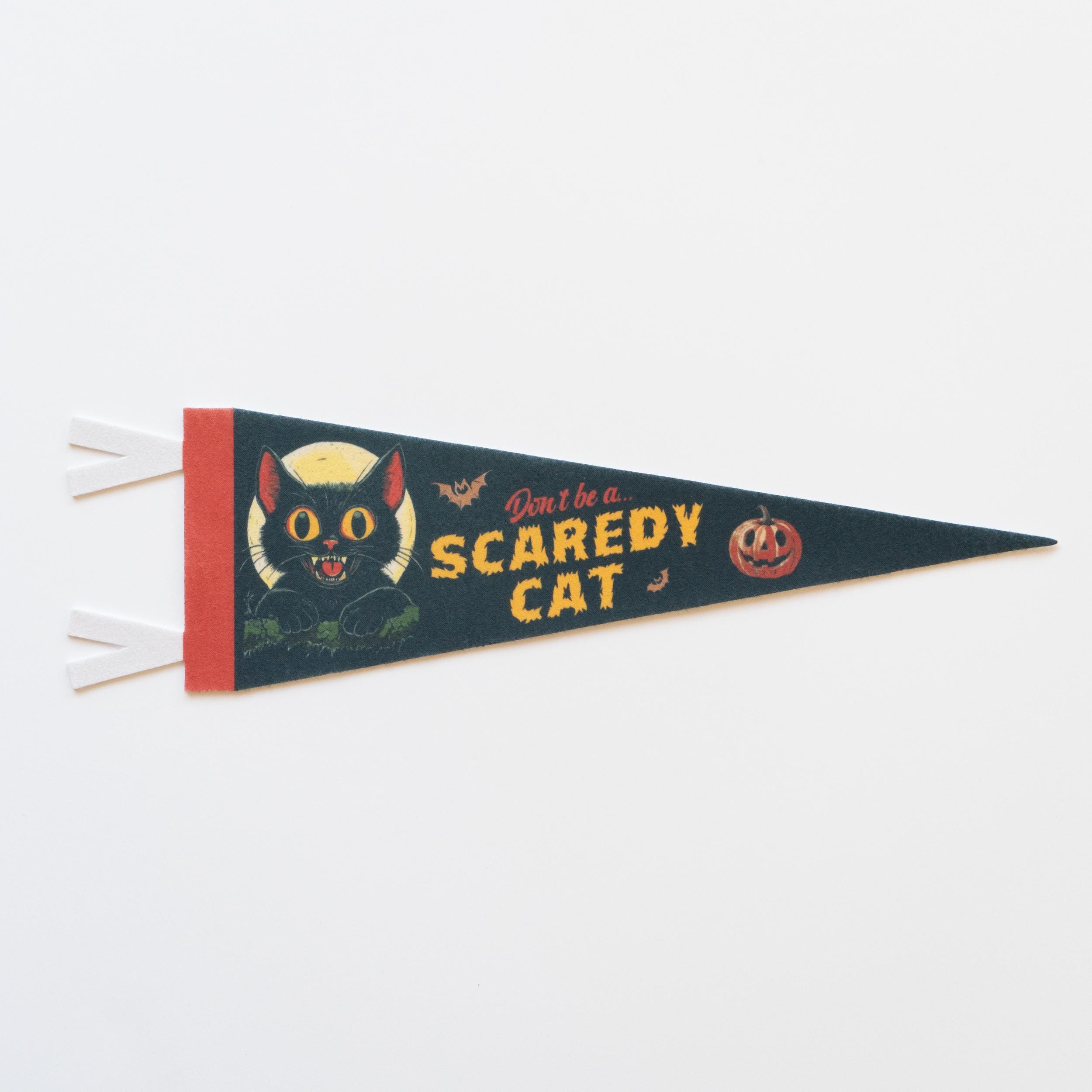 Don't Be a Scaredy Cat Felt Pennant - Retro Halloween Decor
