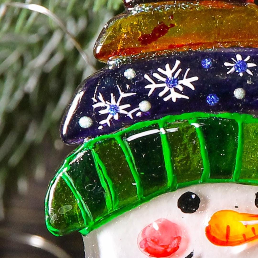 ✨Set of 2 Snowman Fused Glass Christmas Ornaments✨