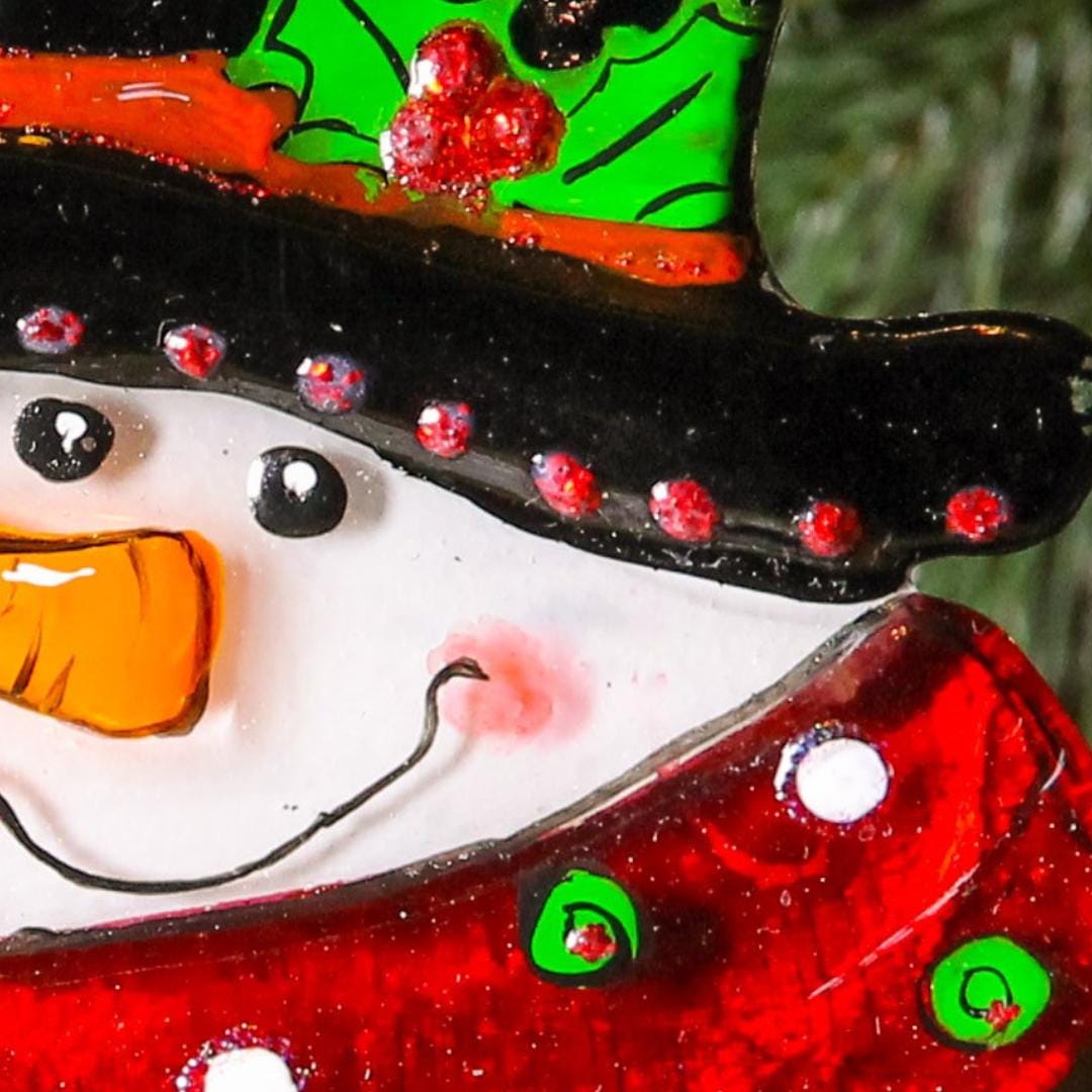 ✨Set of 2 Snowman Fused Glass Christmas Ornaments✨