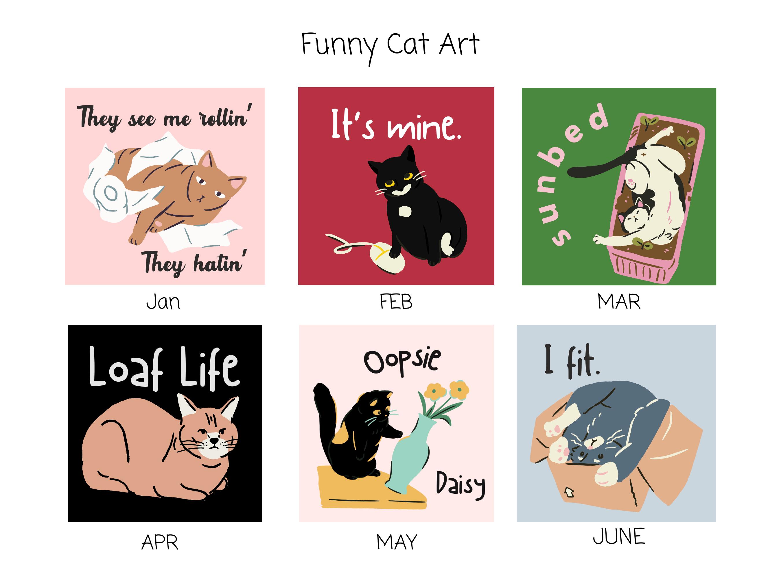 ✨2025 Funny Cat Art Calendar - Hilarious Monthly Wall Calendar✨