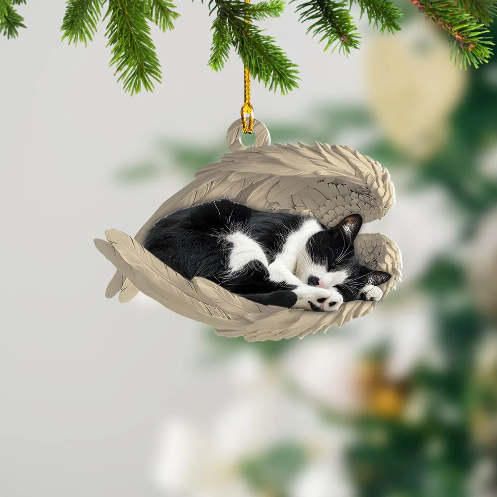 ✨Christmas Tuxedo Cat Sleeping Angel Ornament