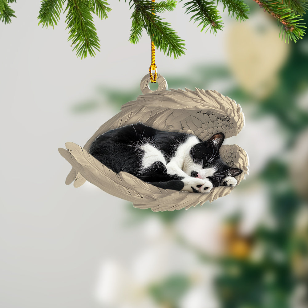 ✨Personalized Tuxedo Cat Sleeping Angel Ornament✨