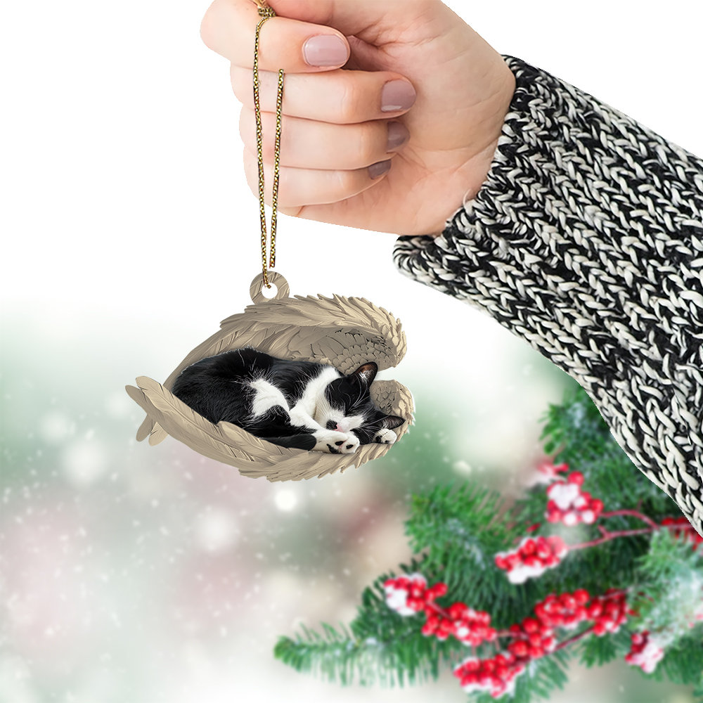 ✨Personalized Tuxedo Cat Sleeping Angel Ornament✨