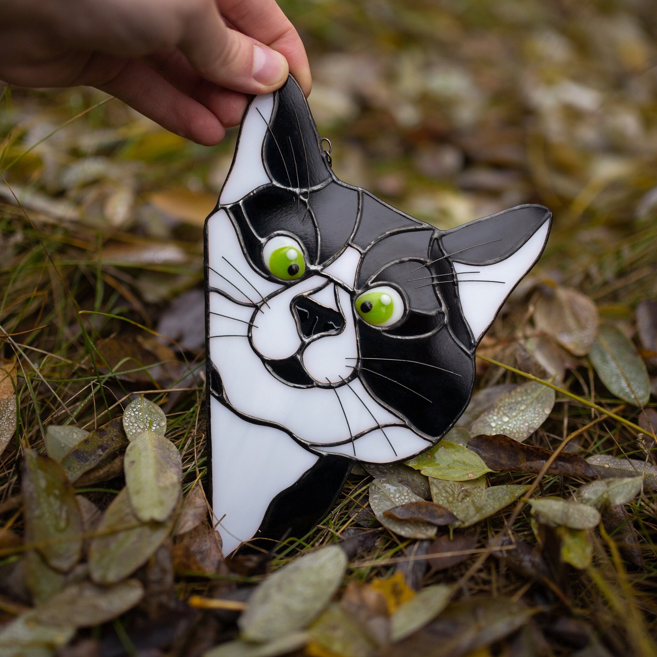 Handmade Peeking Cat Suncatcher