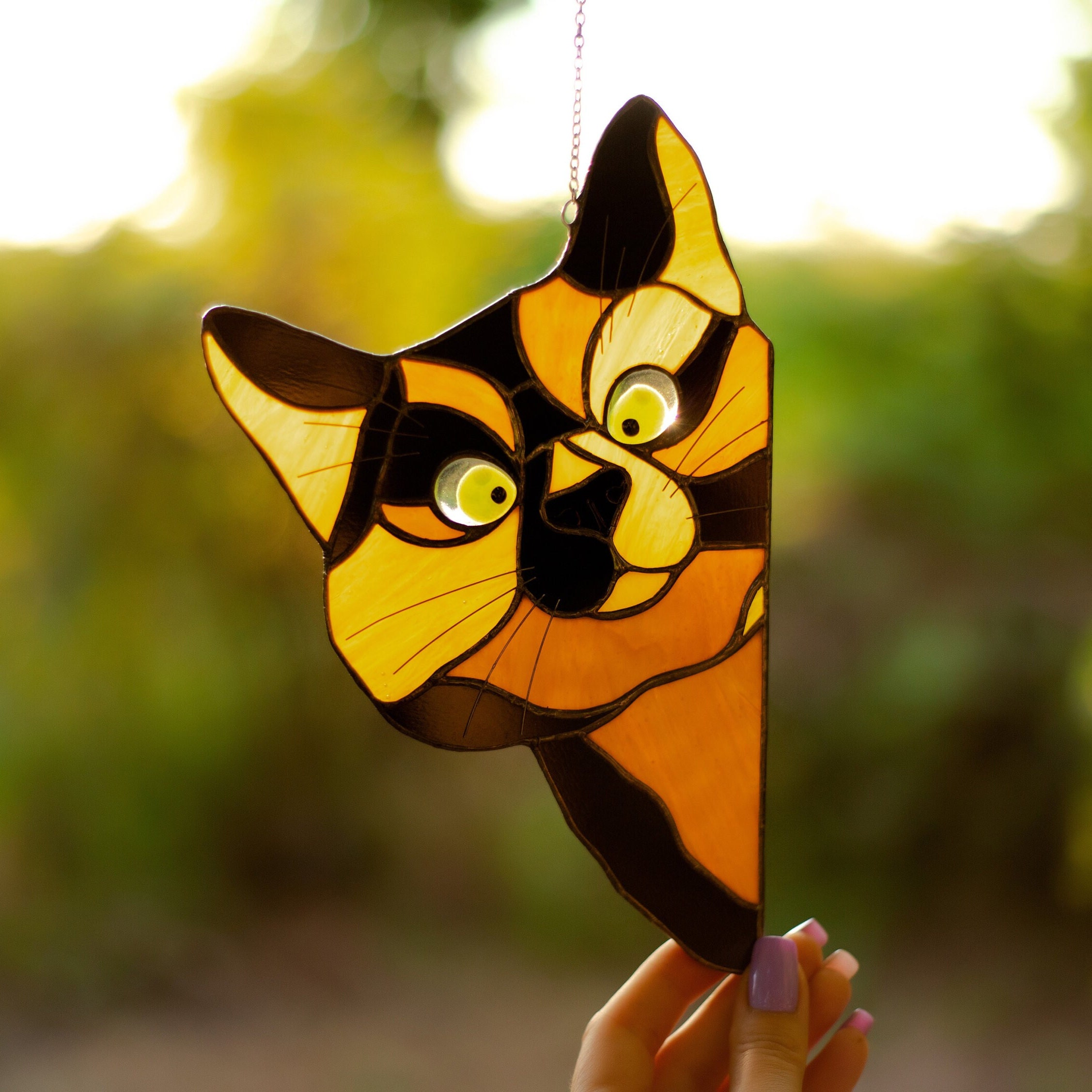 Handmade Peeking Cat Suncatcher