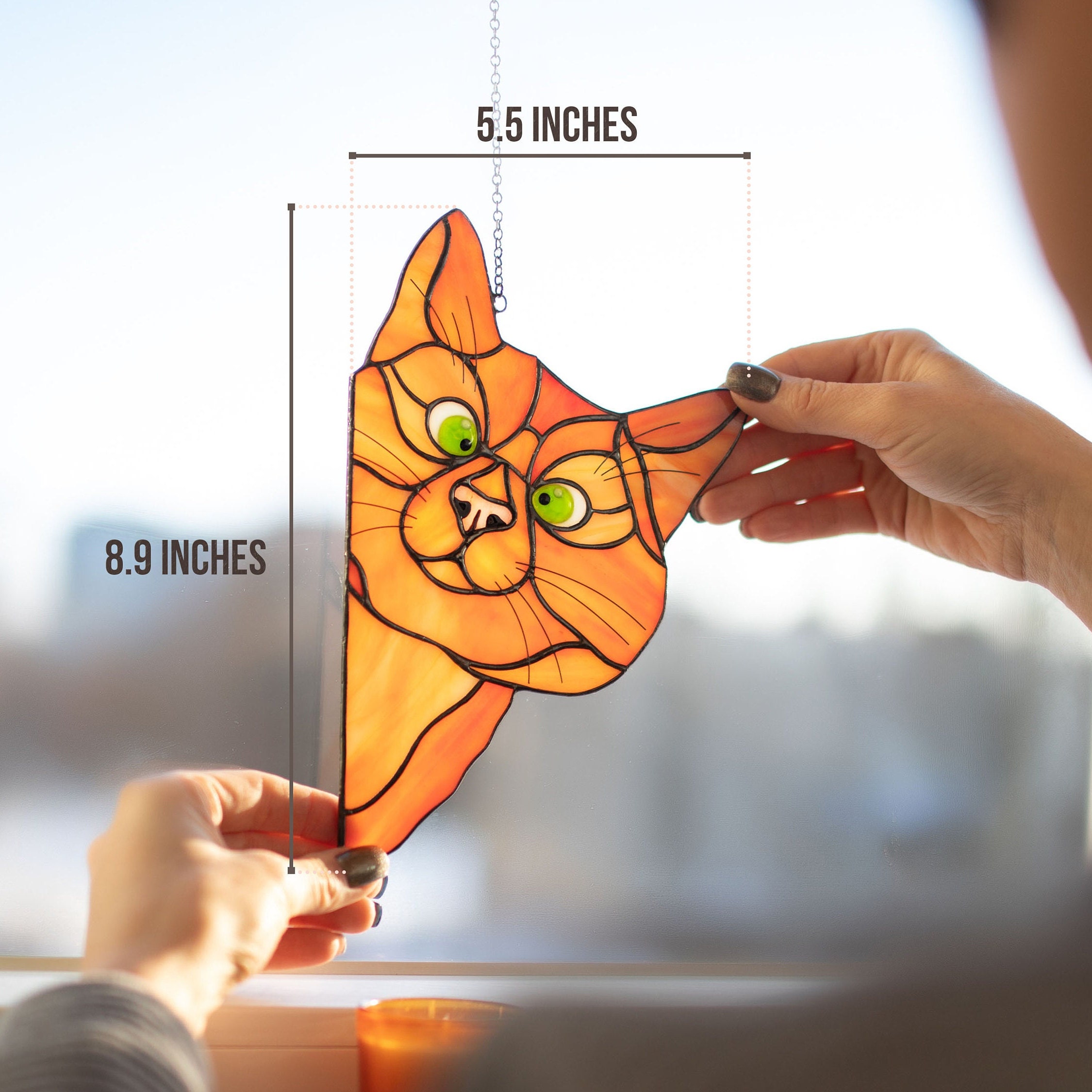 Handmade Peeking Cat Suncatcher