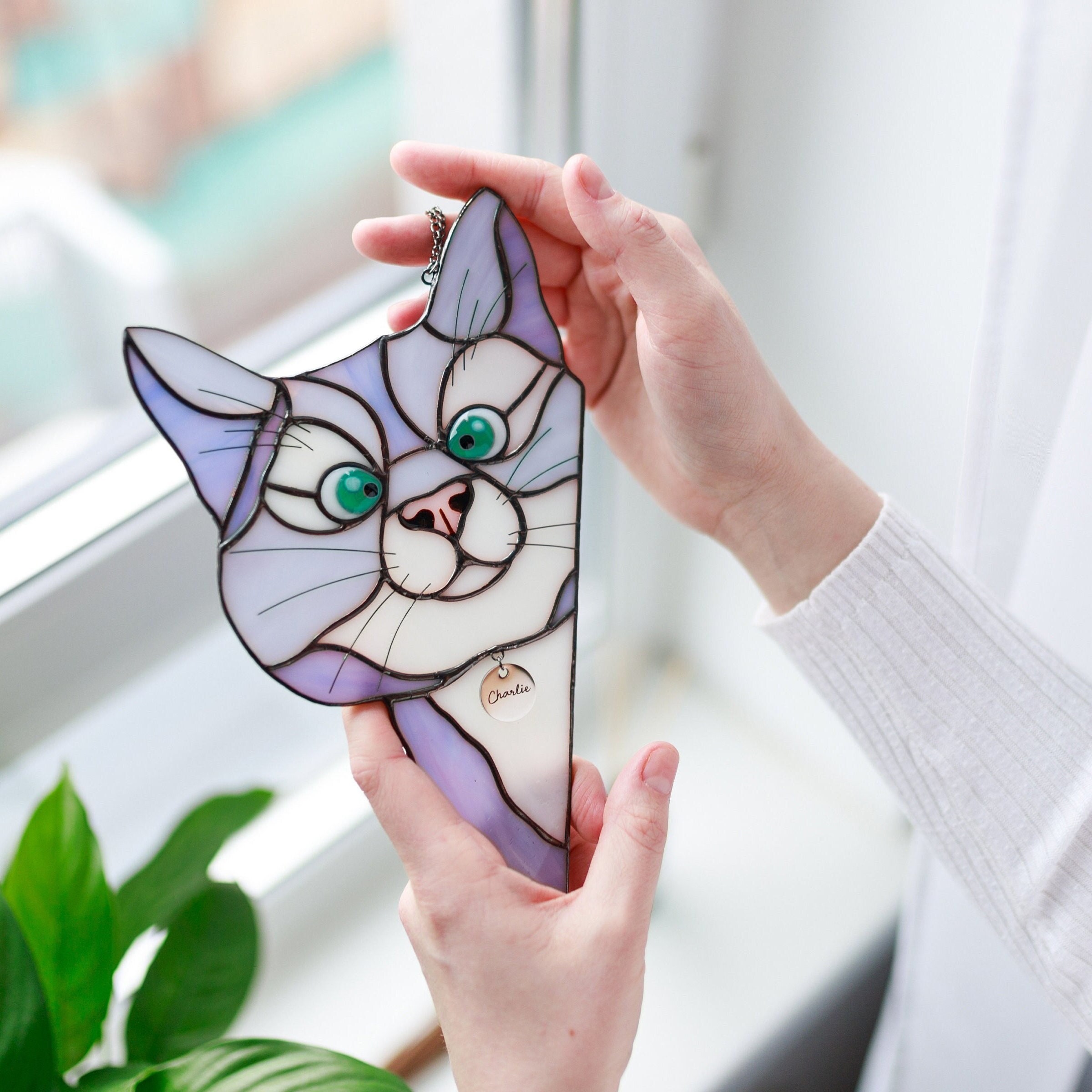 Handmade Peeking Cat Suncatcher