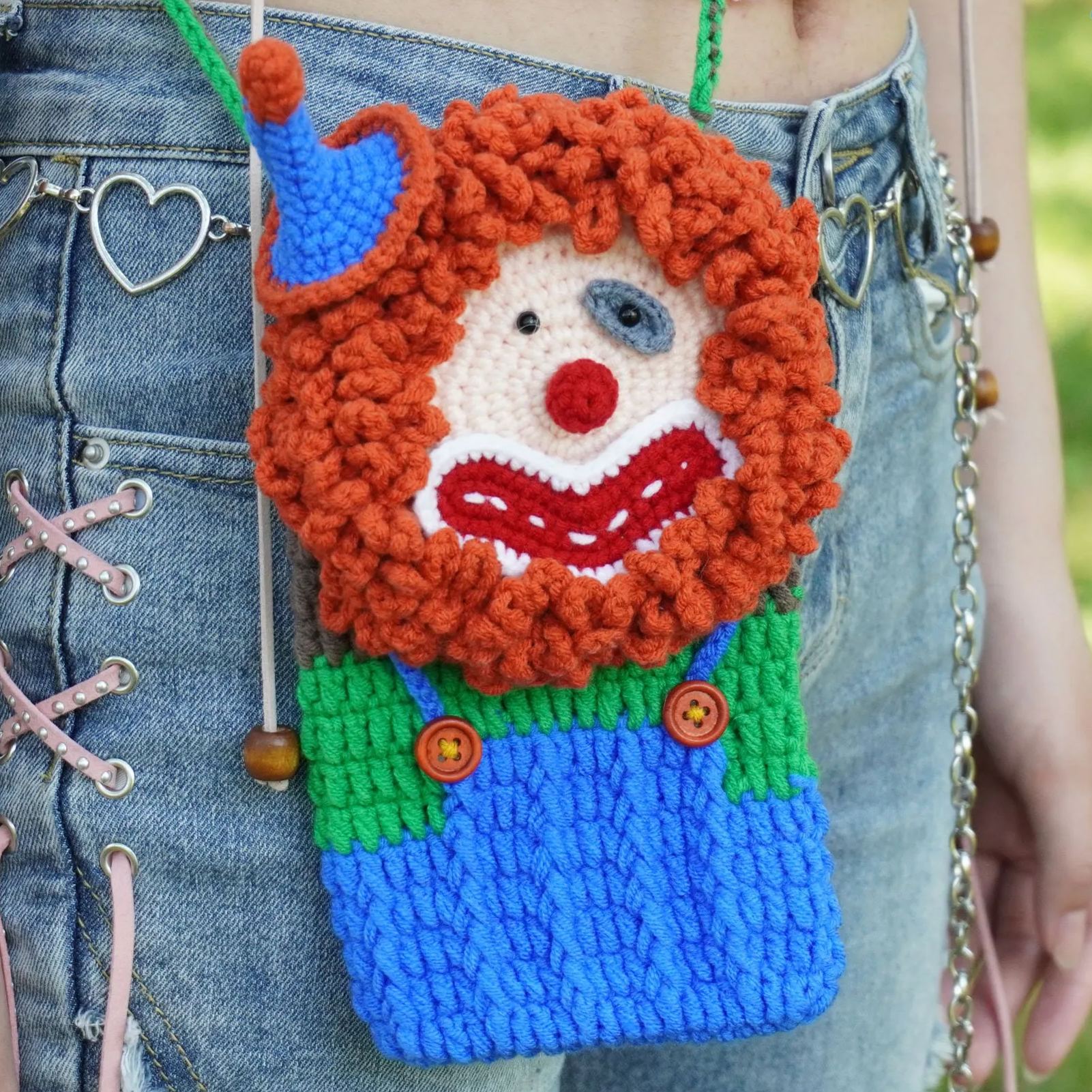 Handmade Crochet Clown Bag