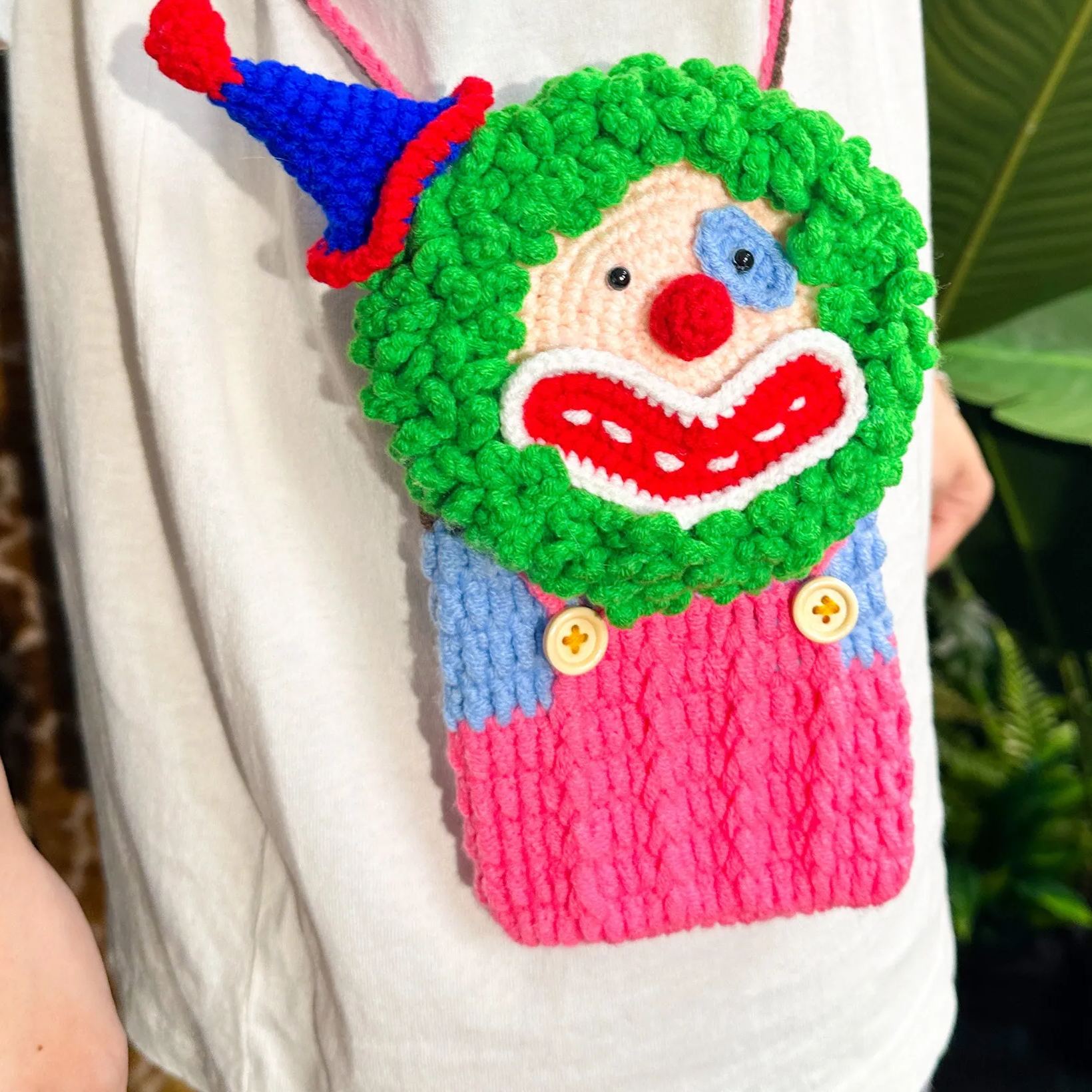 Handmade Crochet Clown Bag