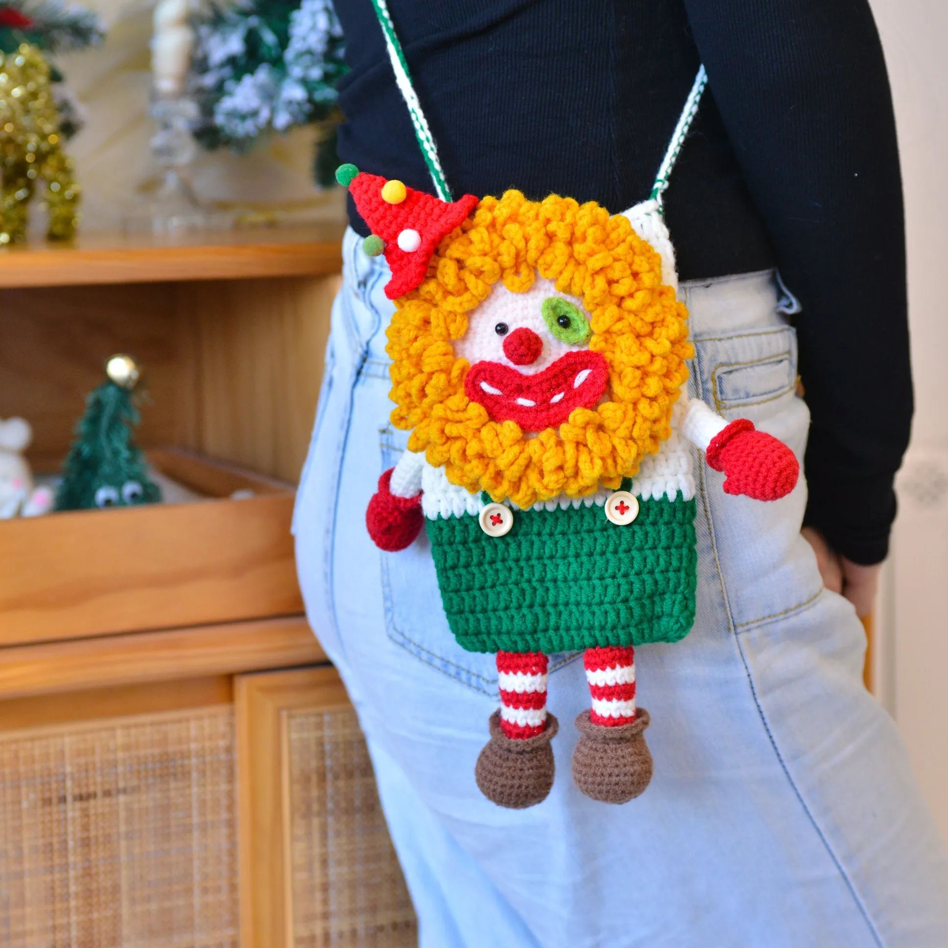 Handmade Crochet Clown Bag