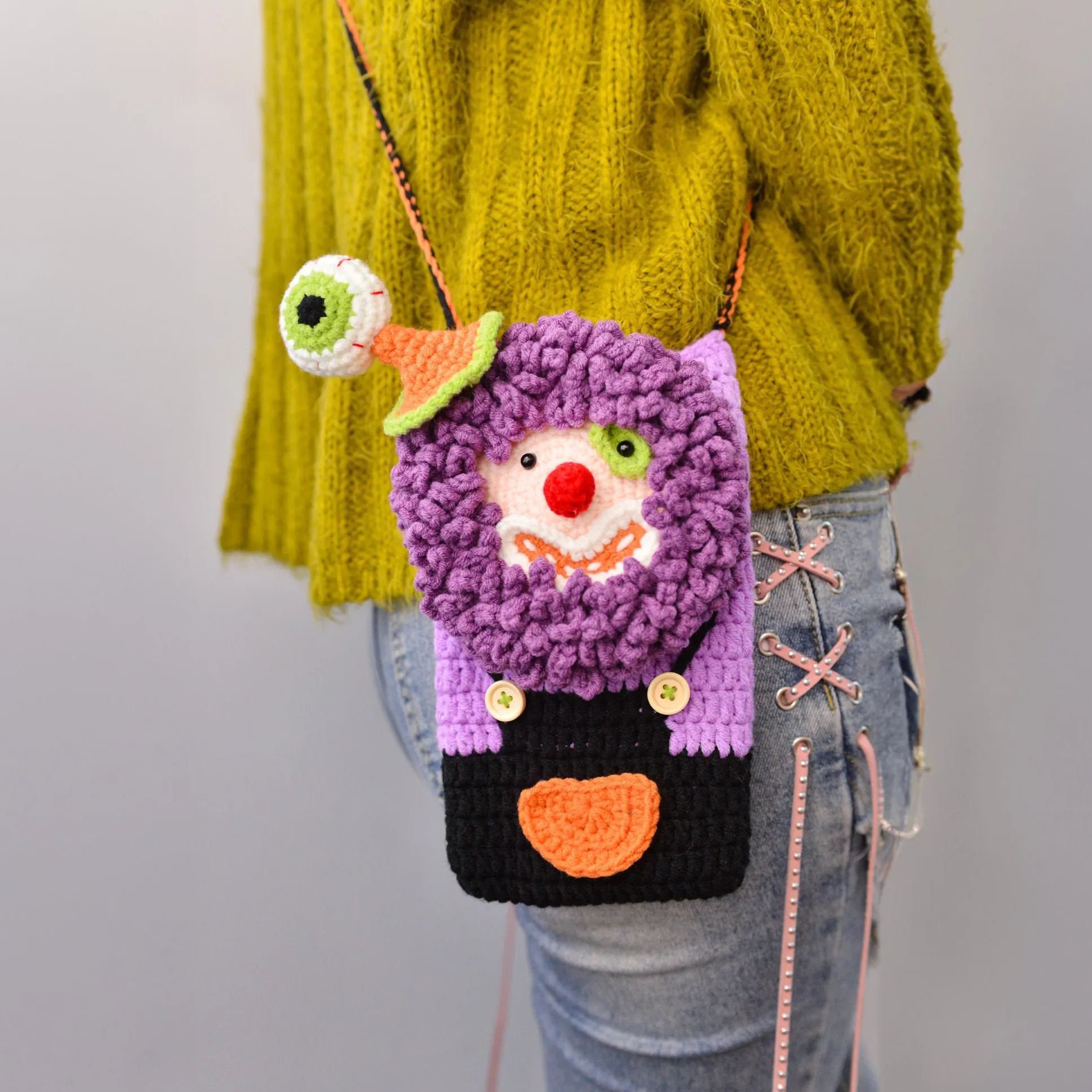 Handmade Crochet Clown Bag