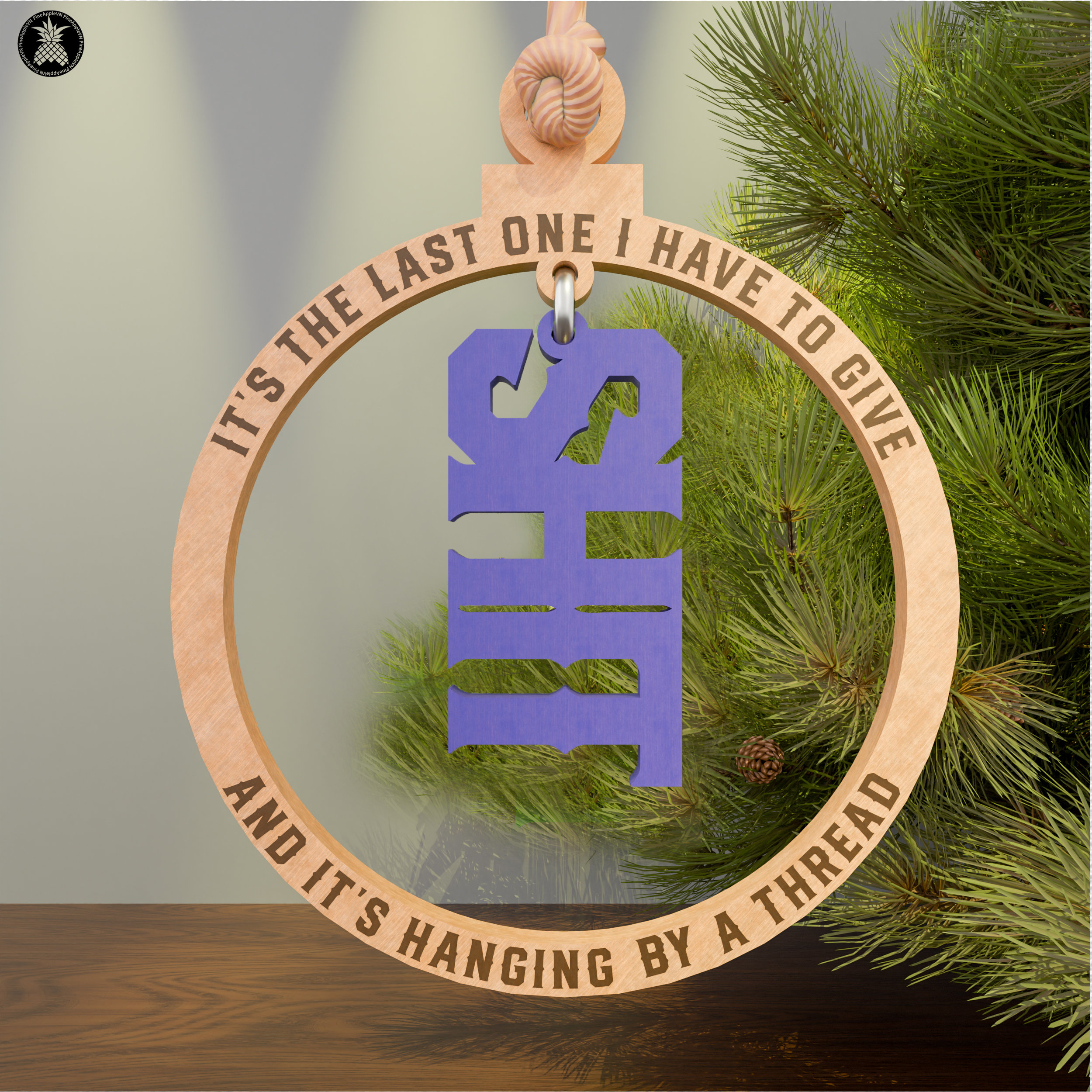 Funny Wooden Christmas Ornament 