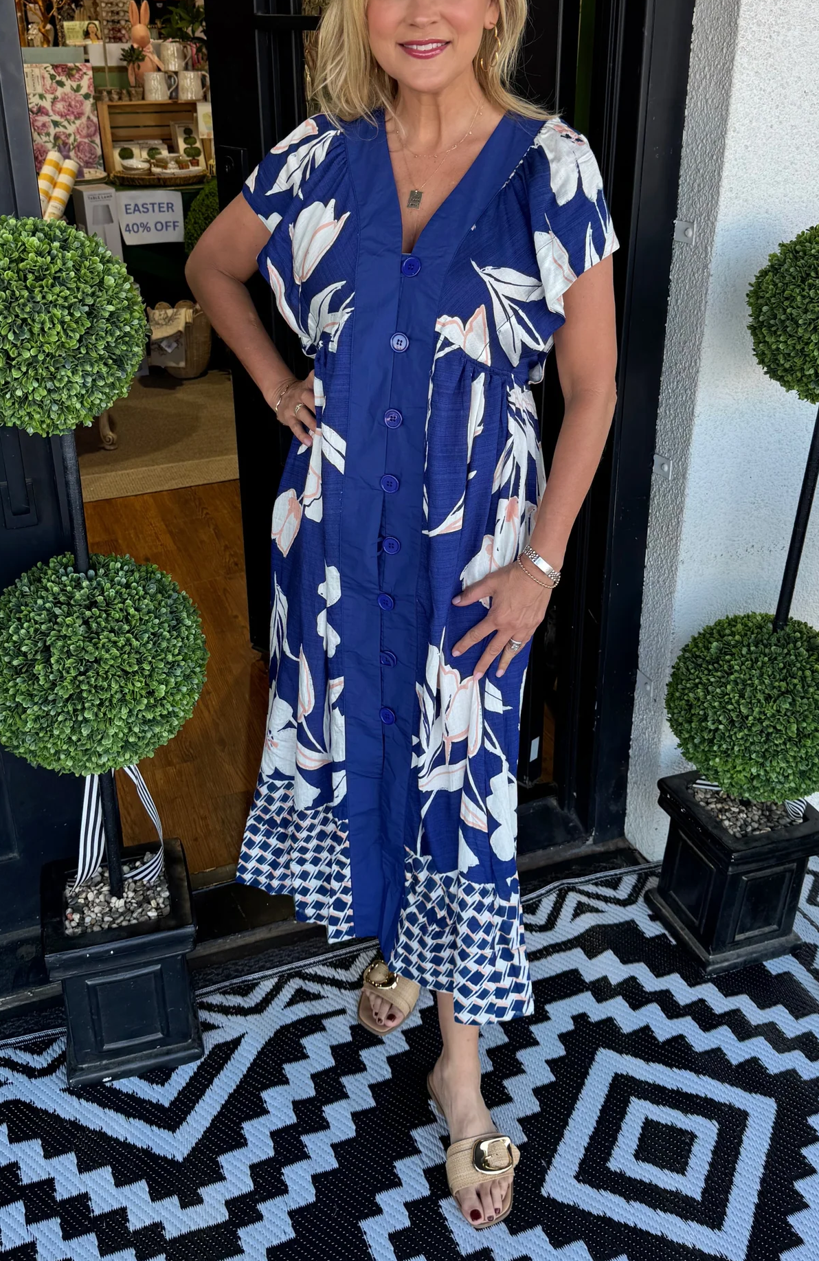 Women's Elegant Printed Button Flowy Midi Dress(Buy 2 Free Shipping)