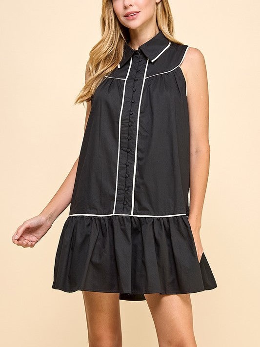 HOT SALE 🏈Game Day Sleeveless Contrast Collared Mini Dress