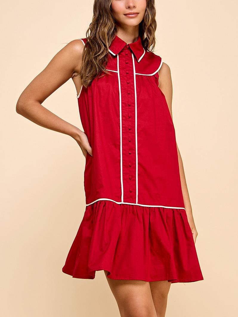 HOT SALE 🏈Game Day Sleeveless Contrast Collared Mini Dress