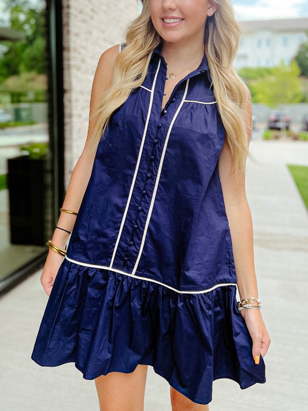 HOT SALE 🏈Game Day Sleeveless Contrast Collared Mini Dress