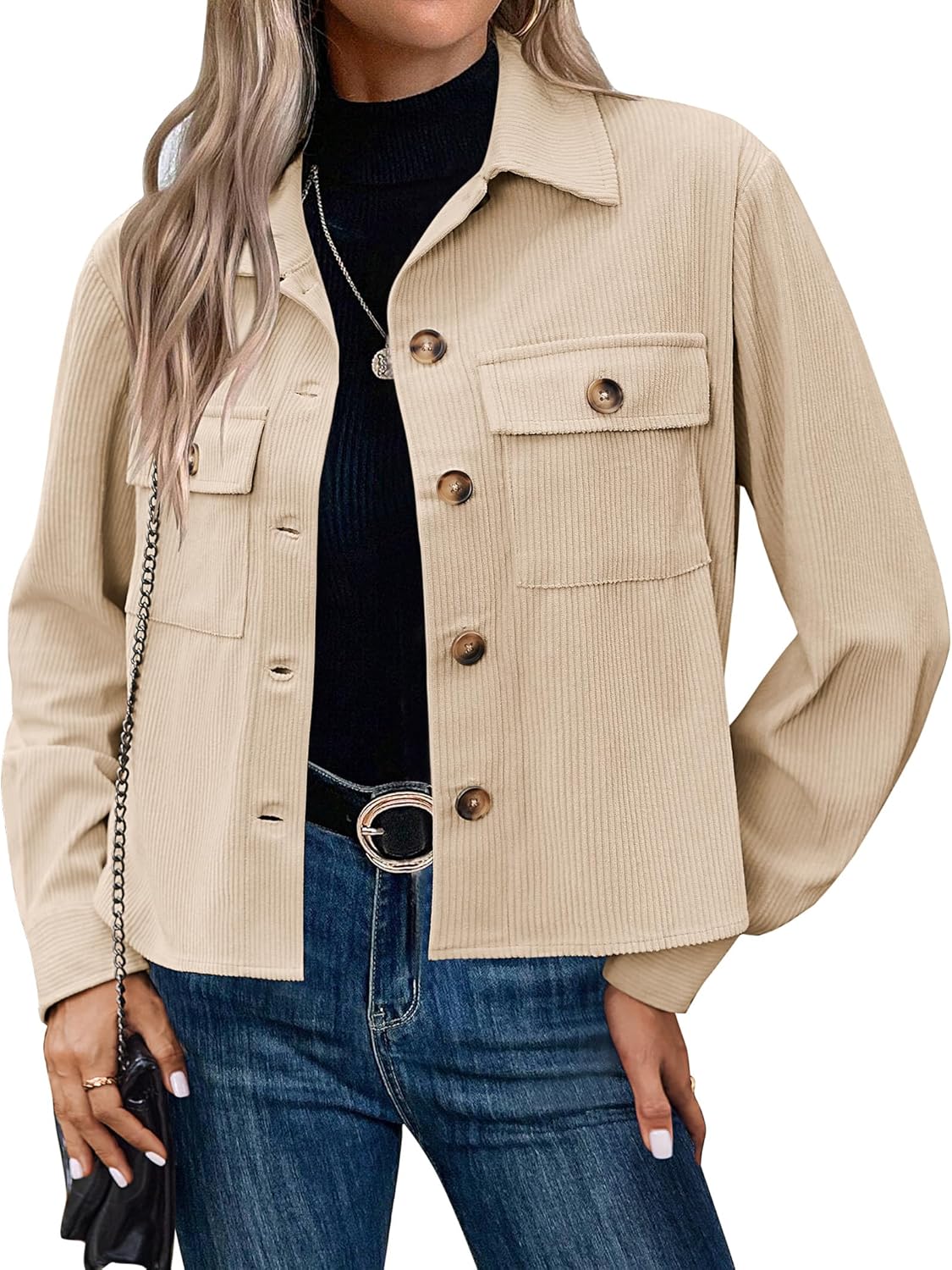 Women’s Fashion Cropped Shackets Button Down Crop Jackets