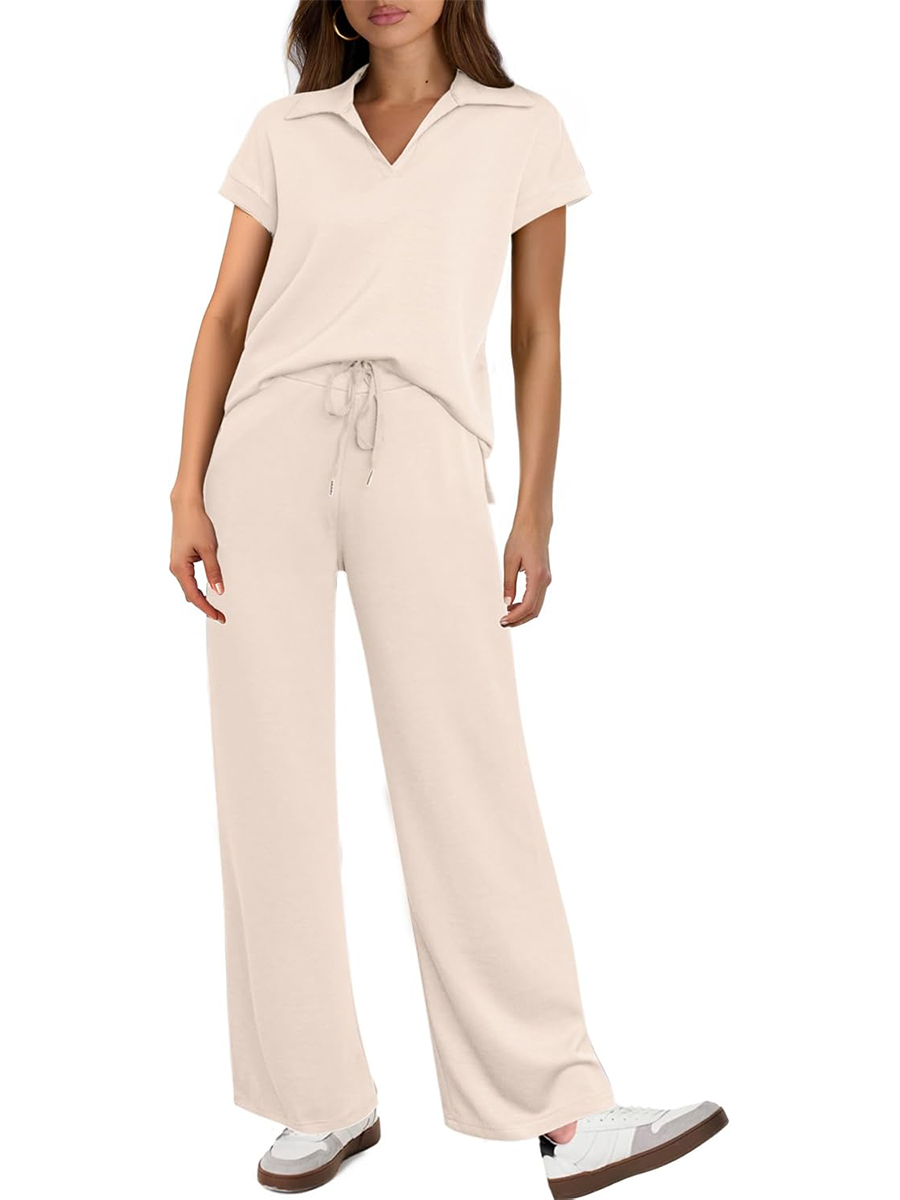 Women's Cap Sleeve Top and Drawsting Pants 2 Piece Lounge Set Tracksuit