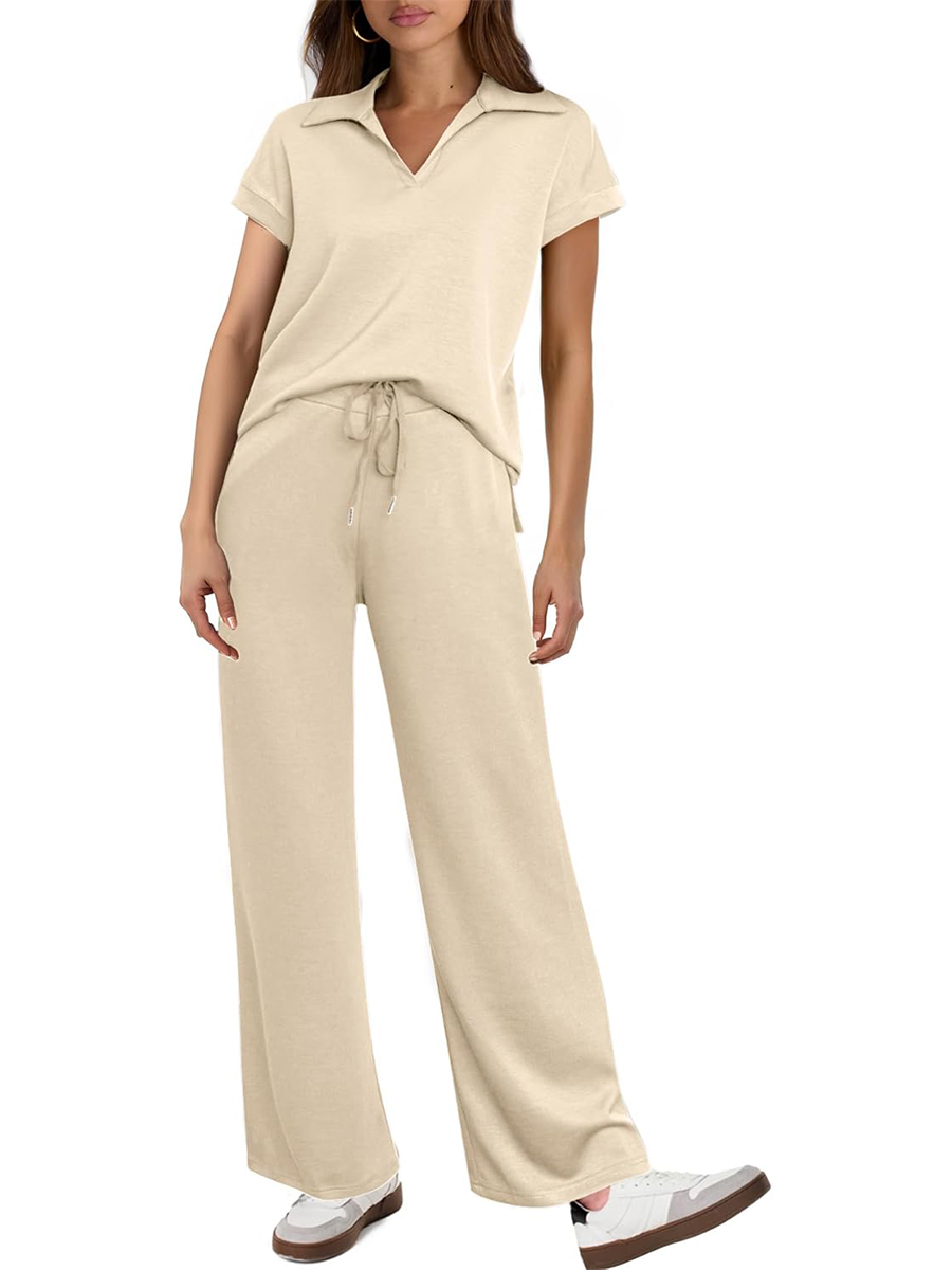 Women's Cap Sleeve Top and Drawsting Pants 2 Piece Lounge Set Tracksuit