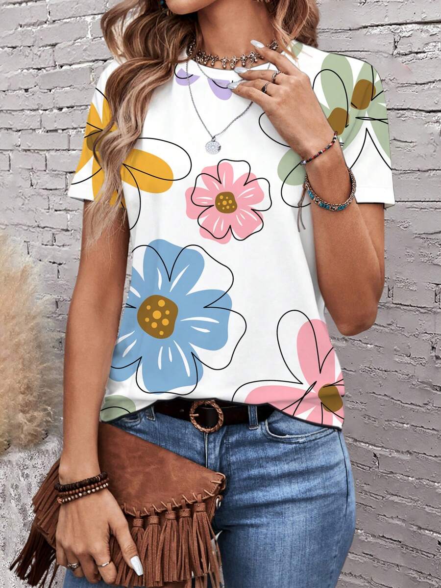 Womens Casual Polka Dot Tops Crewneck Short Sleeve T Shirts (BUY 3 FREE SHIPPING)