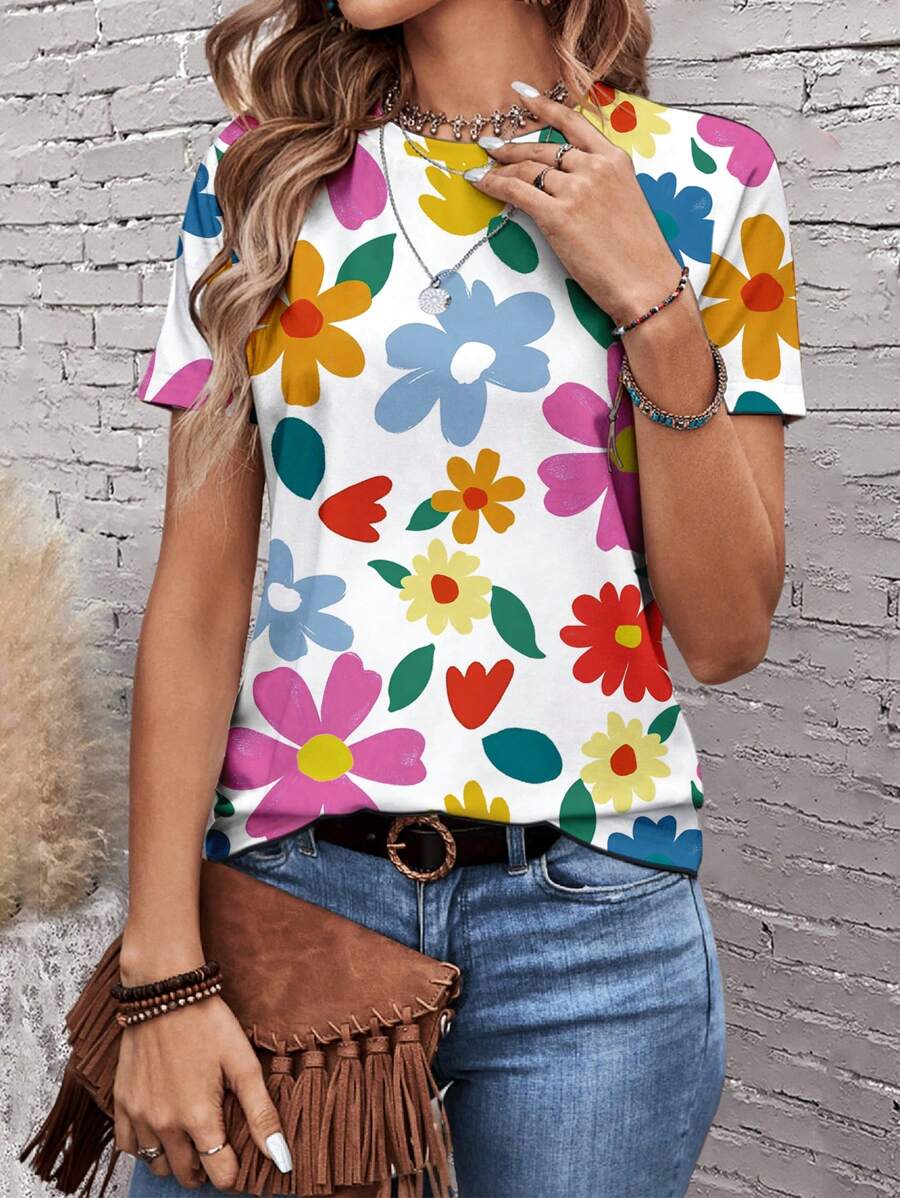 Womens Casual Polka Dot Tops Crewneck Short Sleeve T Shirts (BUY 3 FREE SHIPPING)