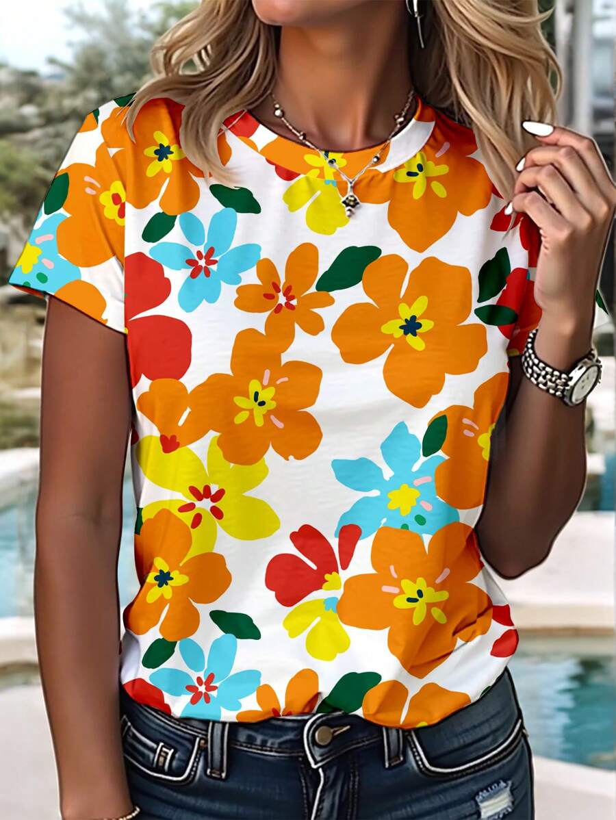 Womens Casual Polka Dot Tops Crewneck Short Sleeve T Shirts (BUY 3 FREE SHIPPING)