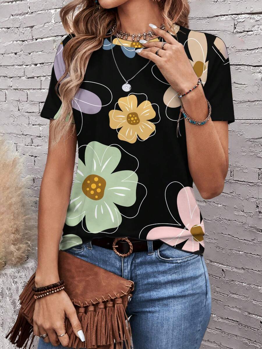 Womens Casual Polka Dot Tops Crewneck Short Sleeve T Shirts (BUY 3 FREE SHIPPING)