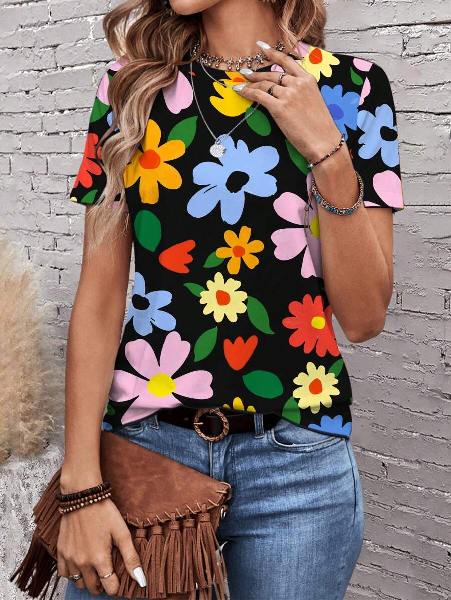 Womens Casual Polka Dot Tops Crewneck Short Sleeve T Shirts (BUY 3 FREE SHIPPING)