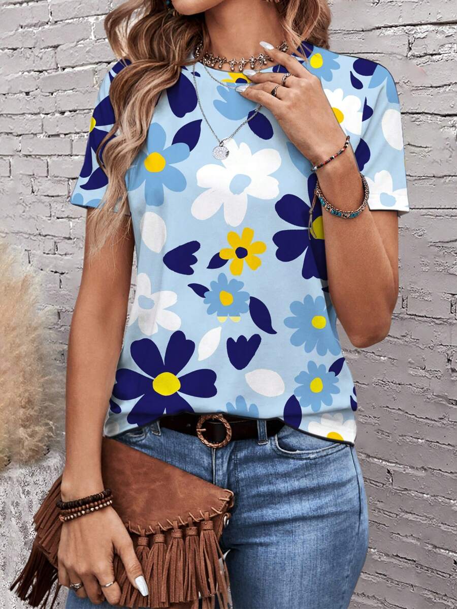 Womens Casual Polka Dot Tops Crewneck Short Sleeve T Shirts (BUY 3 FREE SHIPPING)