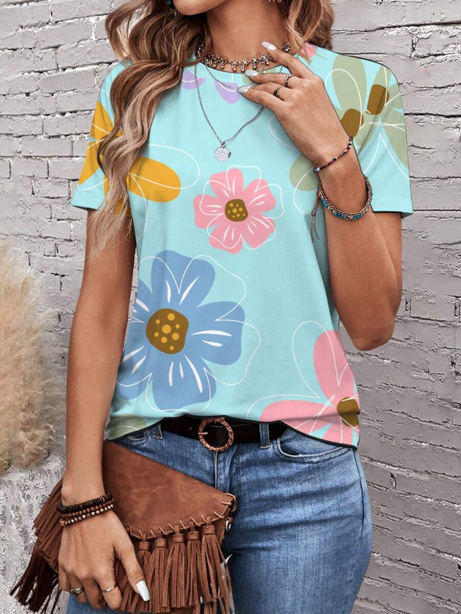 Womens Casual Polka Dot Tops Crewneck Short Sleeve T Shirts (BUY 3 FREE SHIPPING)