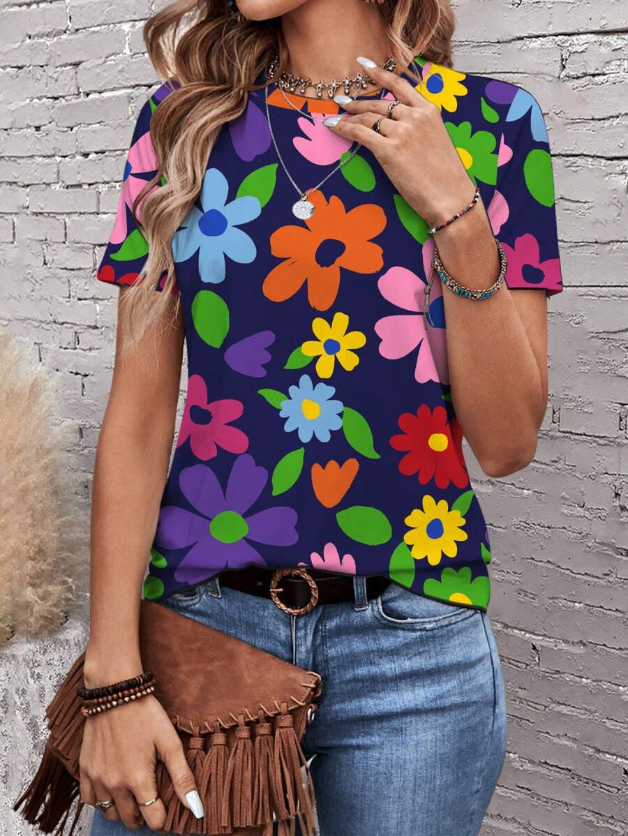 Womens Casual Polka Dot Tops Crewneck Short Sleeve T Shirts (BUY 3 FREE SHIPPING)