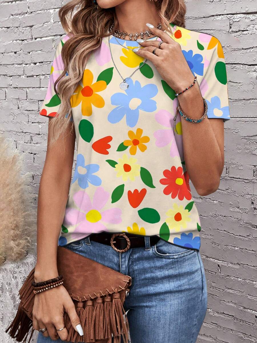 Womens Casual Polka Dot Tops Crewneck Short Sleeve T Shirts (BUY 3 FREE SHIPPING)