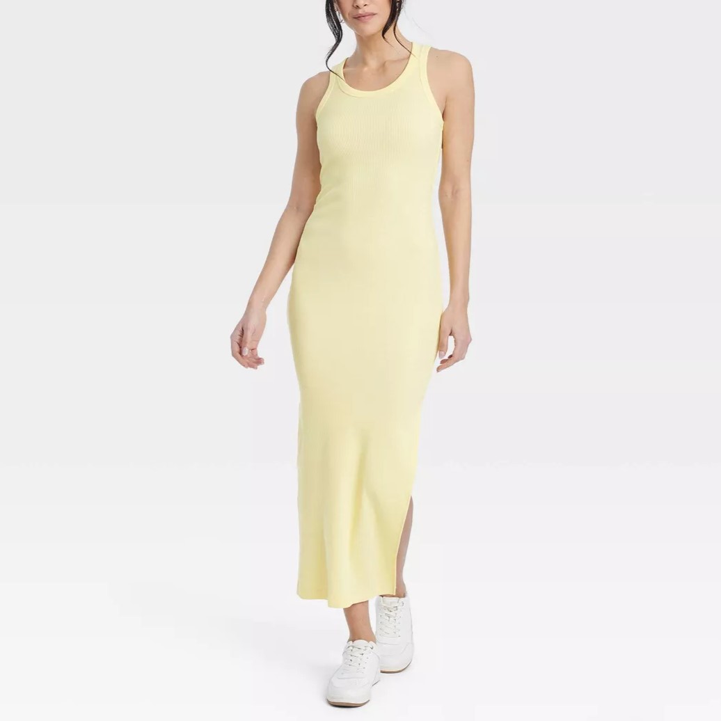 Women's Knitted Maxi Slim Fit Slit Tank Dress