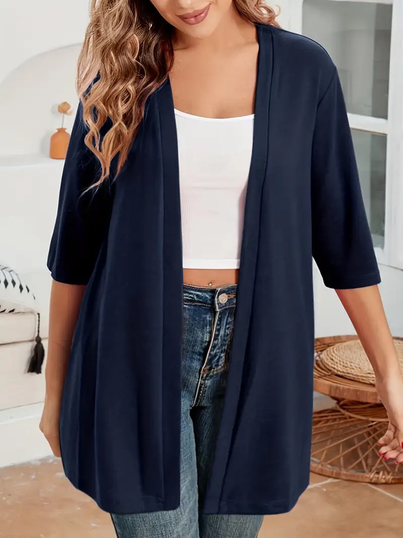 Women's Oversized Half Sleeve Open Front Cardigan