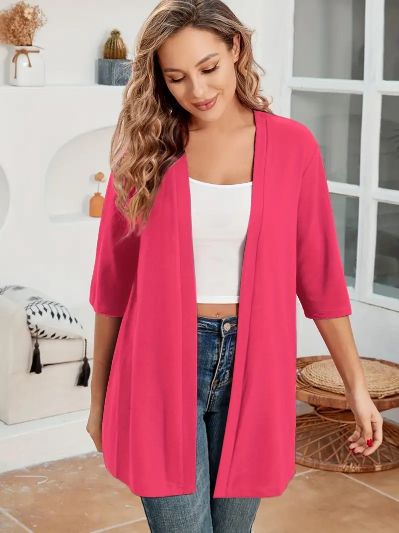 Women's Oversized Half Sleeve Open Front Cardigan