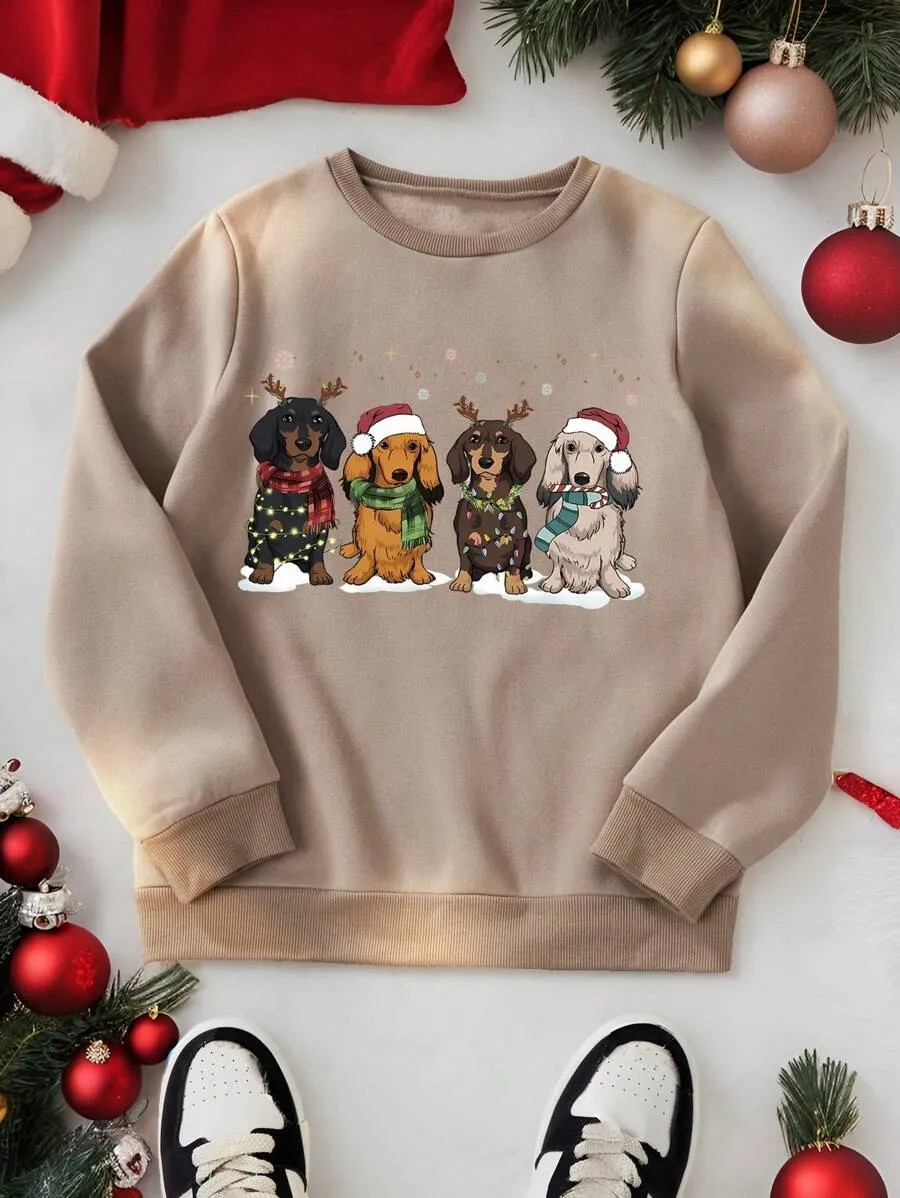 Cute Dachshund Christmas Sweatshirt, Dog Lover Shirt