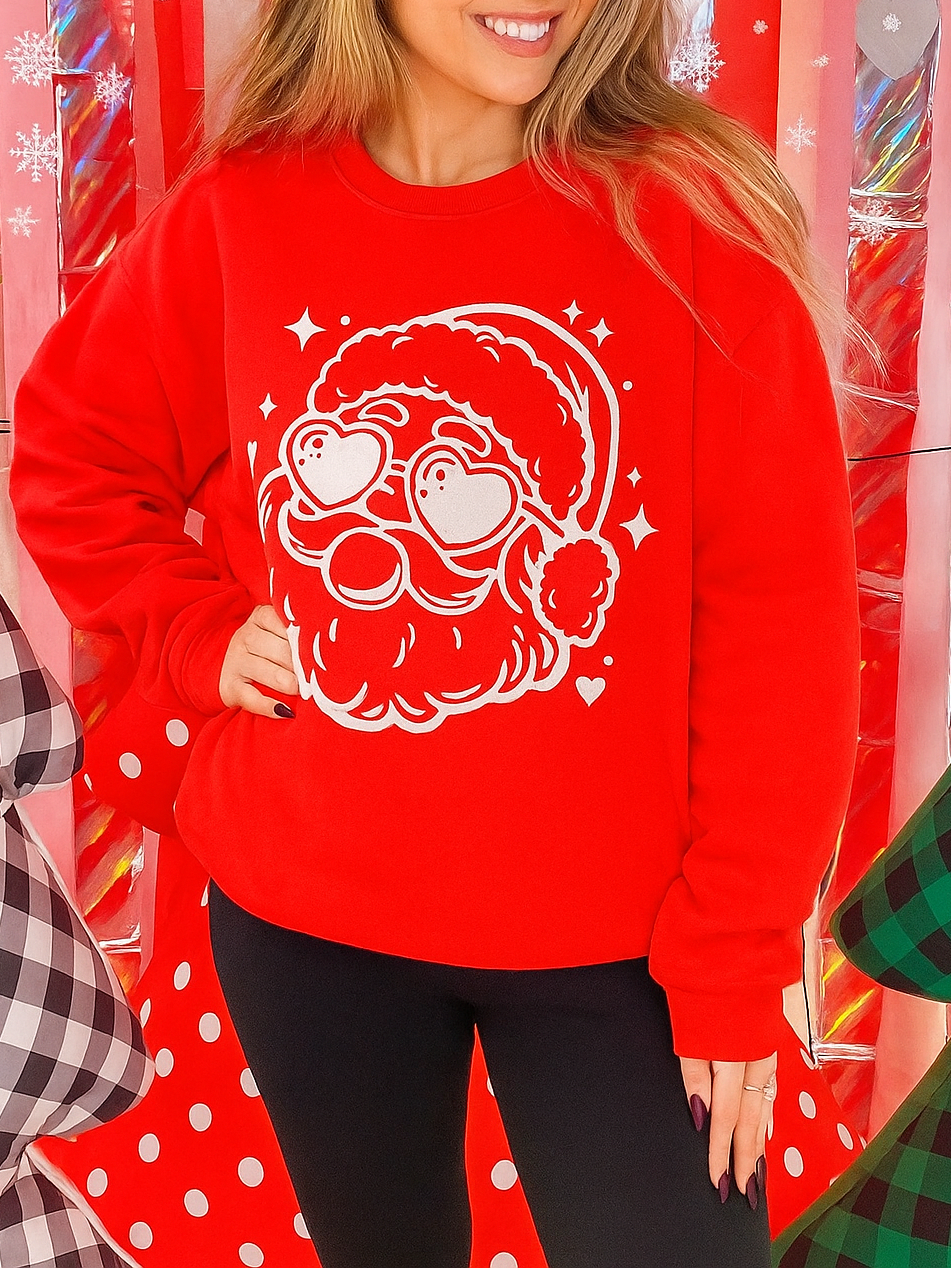 Funky Pink Santa Christmas Sweatshirt