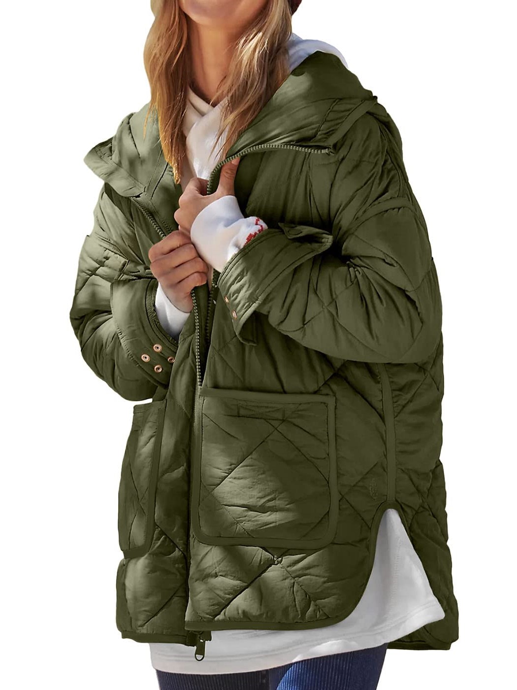 Women's Trendy Hooded Long Sleeve Zip Up Quilted Puffer Jacket