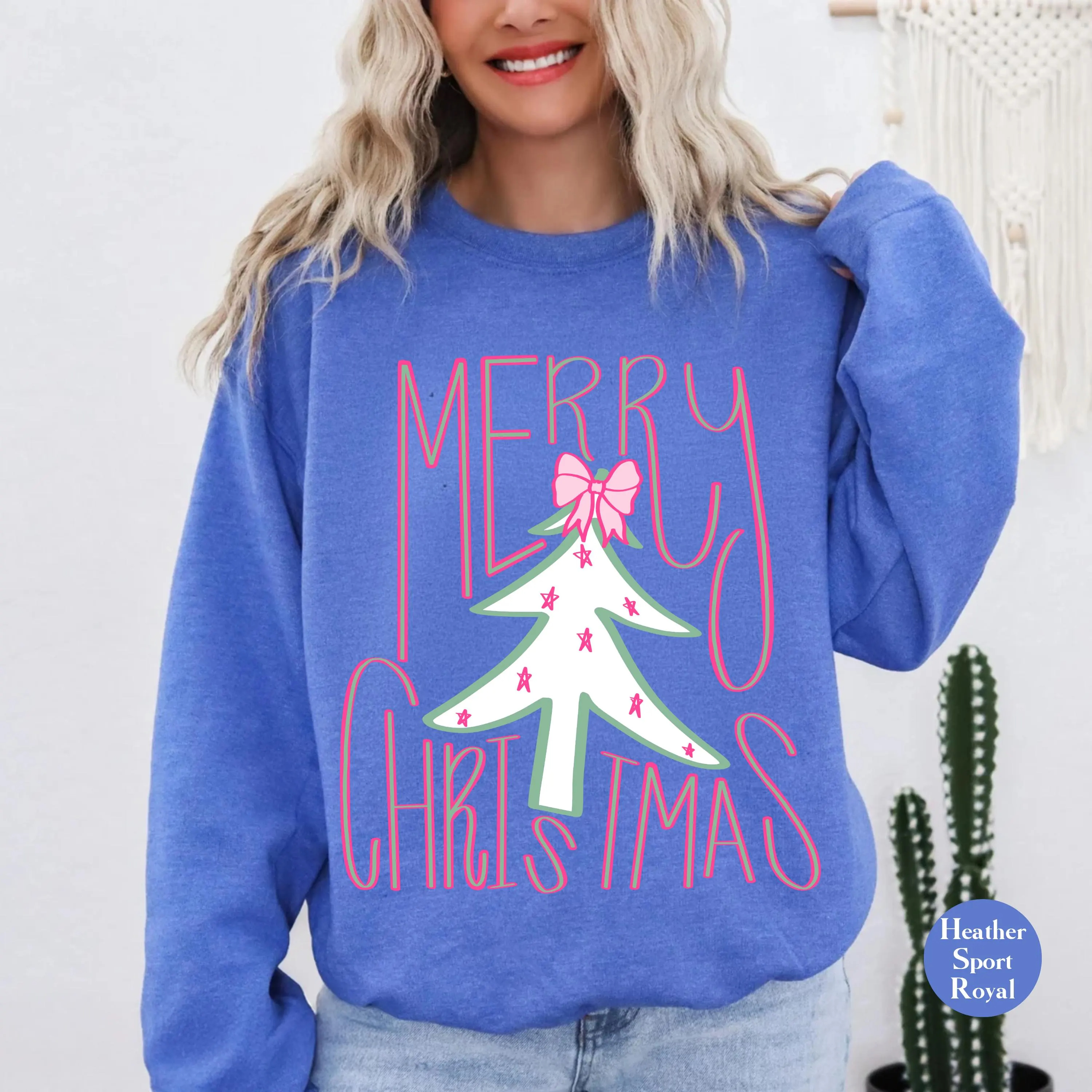 Retro "Merry Christmas" Tree Graphic Holiday Sweatshirt