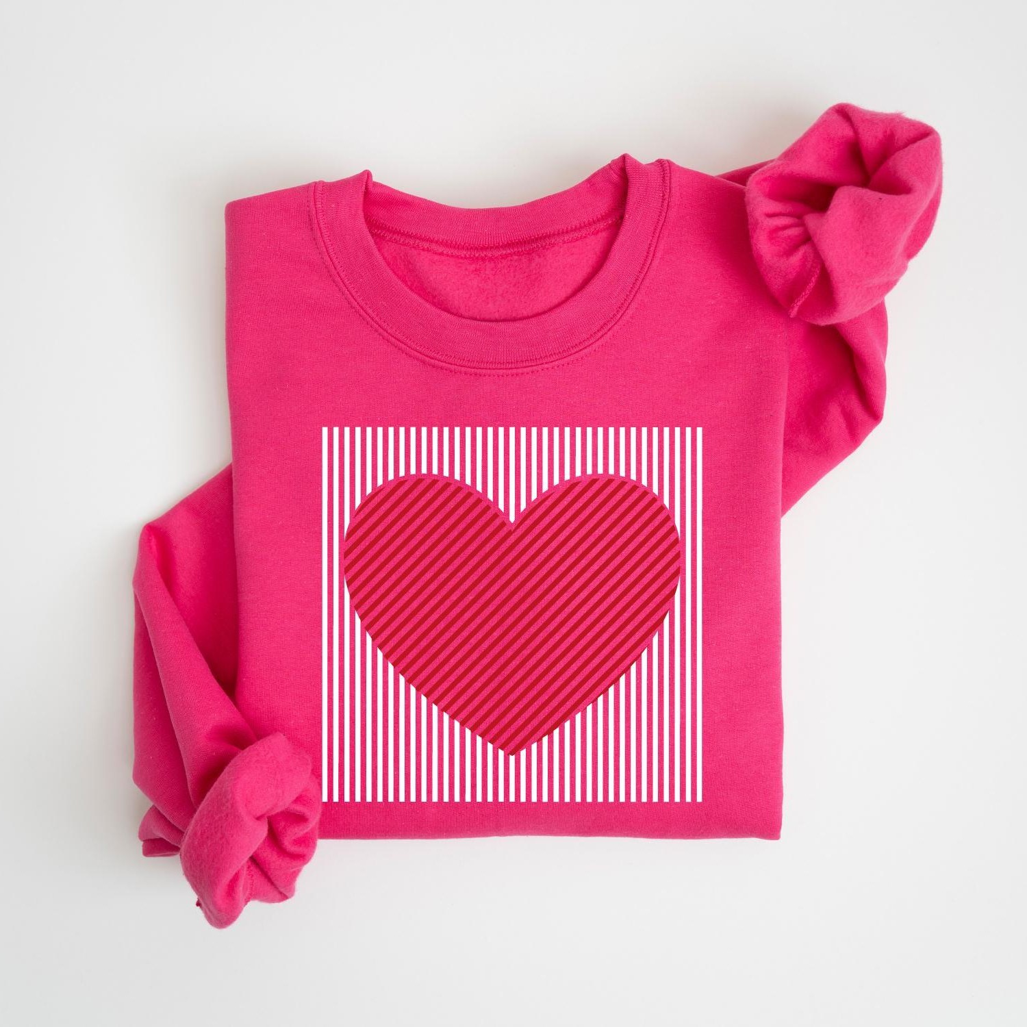 Retro Valentines Heart Stripe Print Sweatshirt