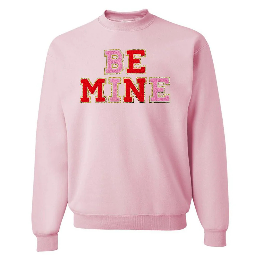 "BE MINE" Letter Patch Crewneck Sweatshirt
