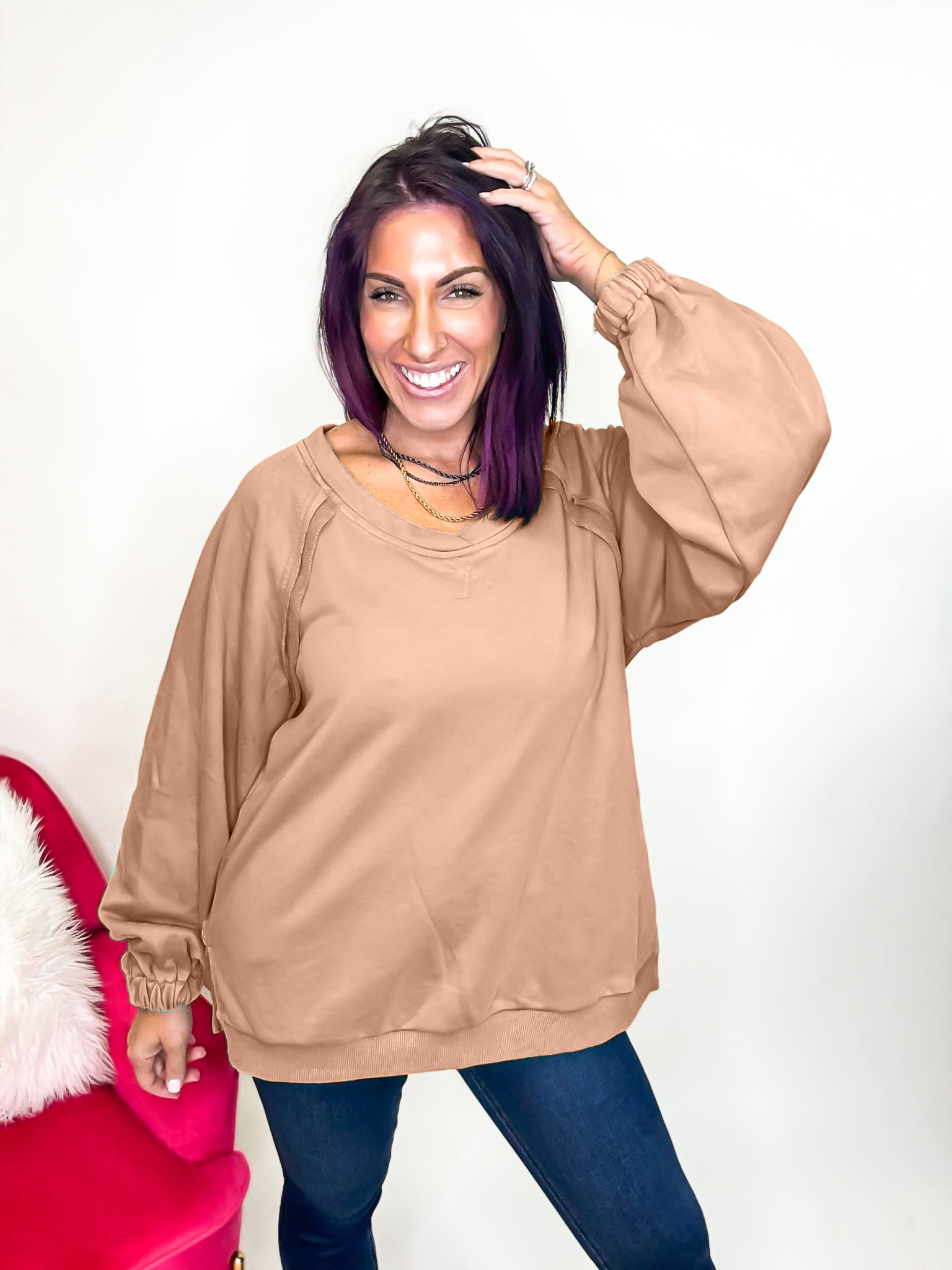 Cross Back Comfort French Terry Sweatshirt Hoodie